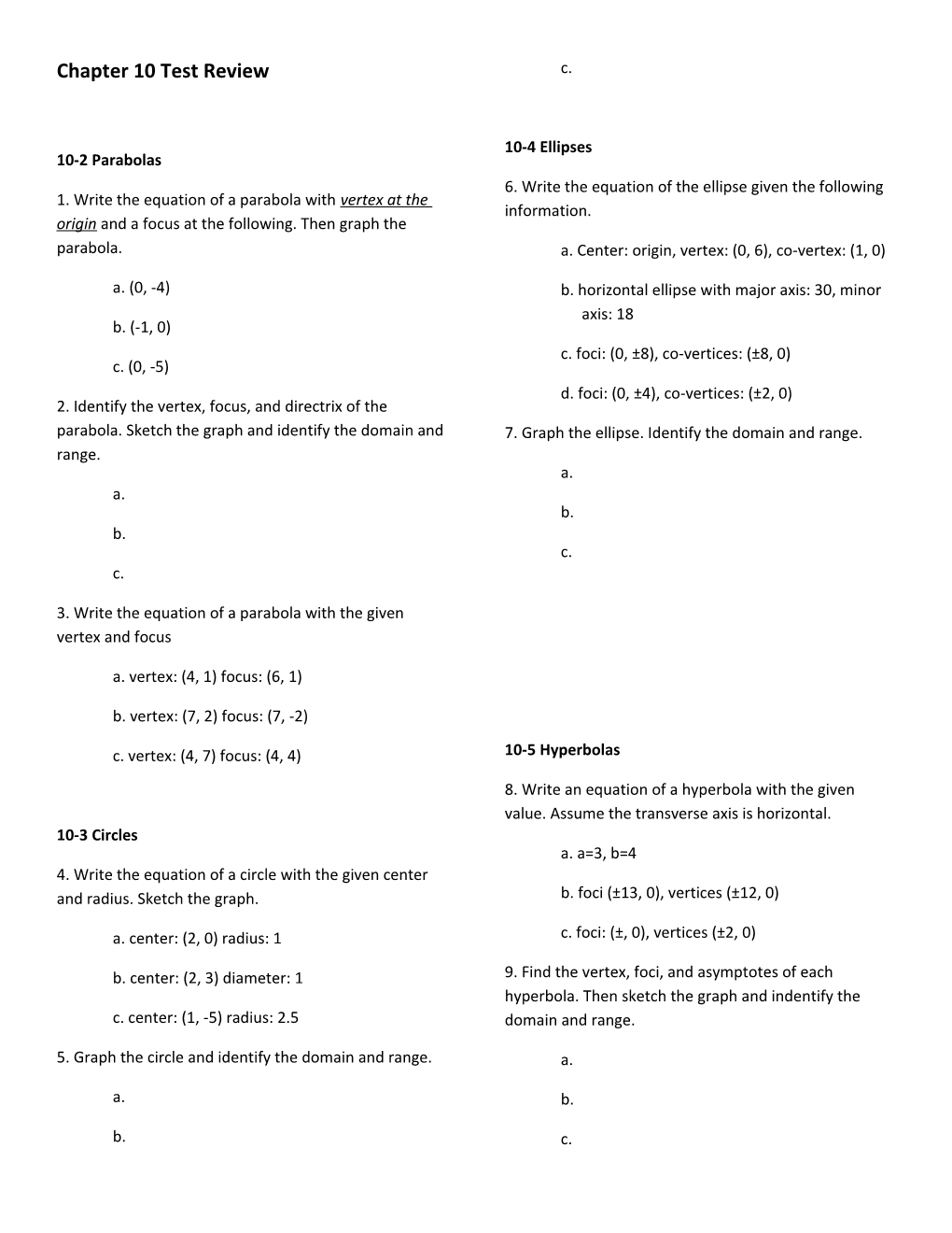 Chapter 10 Test Review