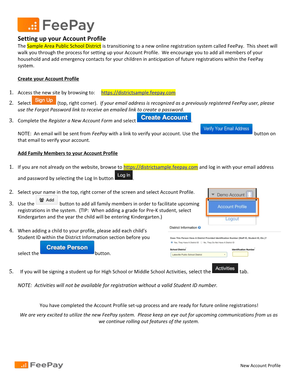 Lakeville - Feepay Family Profile Setup