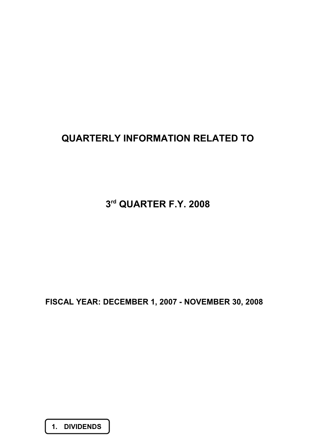 Quarterly Information Related To