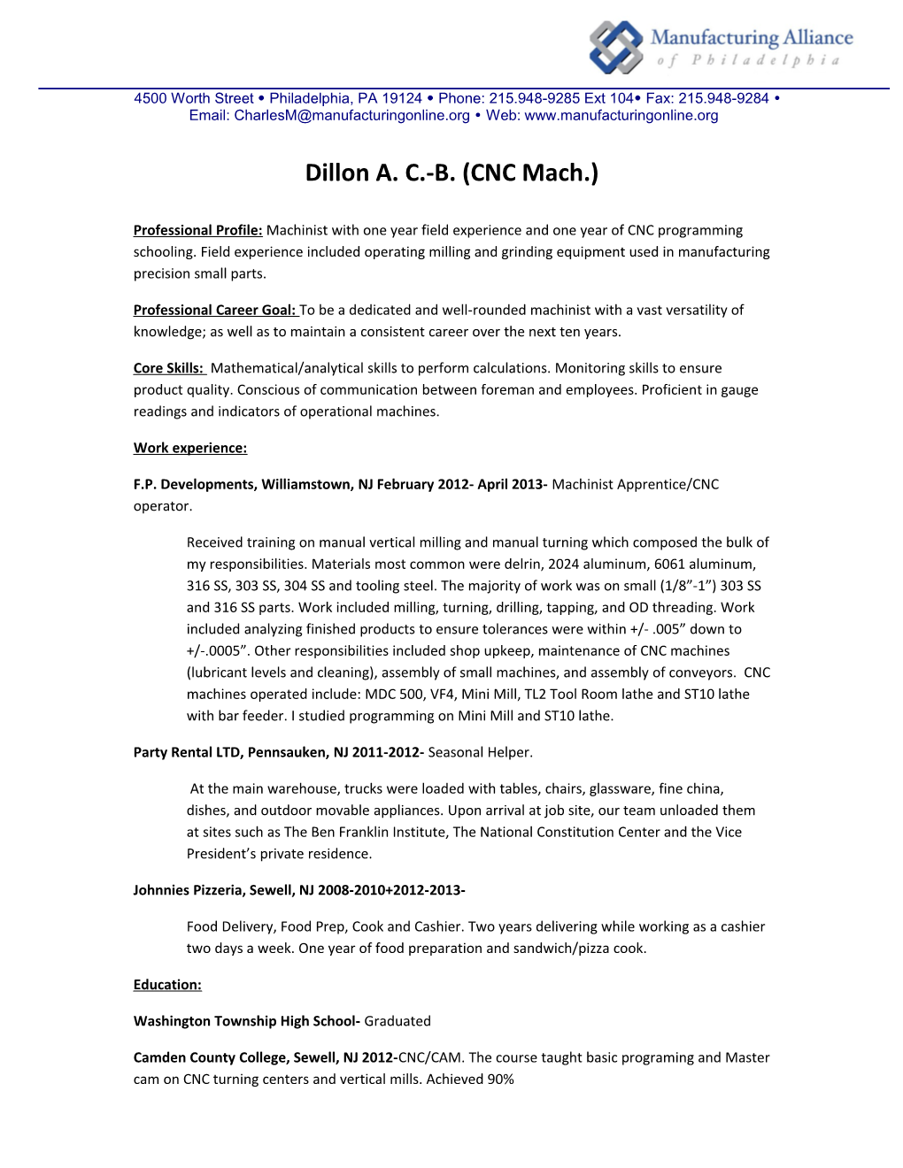Dillon A. C.-B. (CNC Mach.)