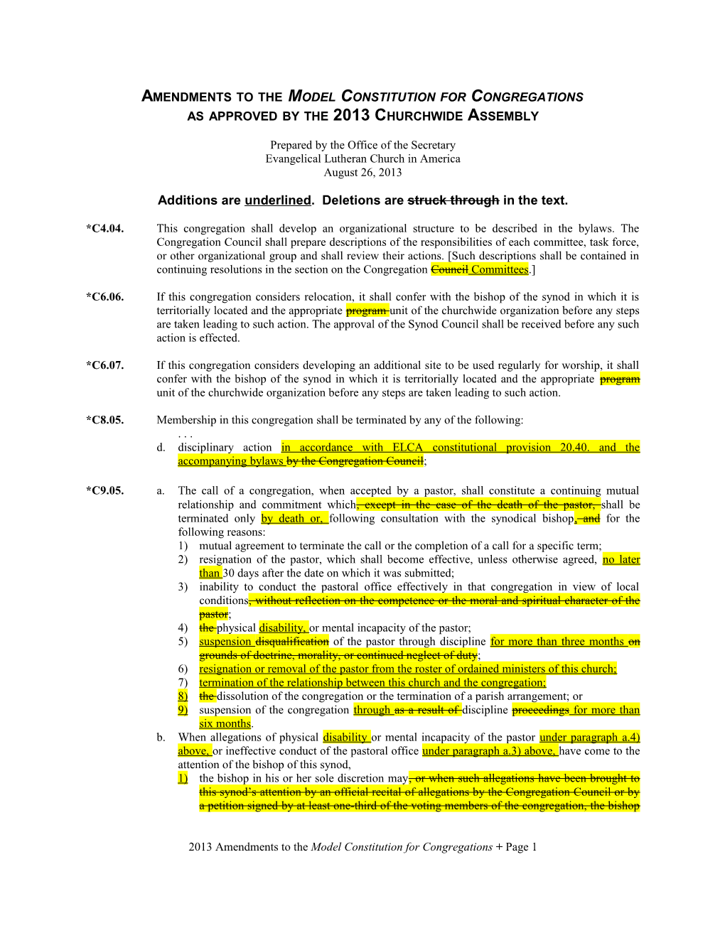 2013 Amendments to the Model Constitution