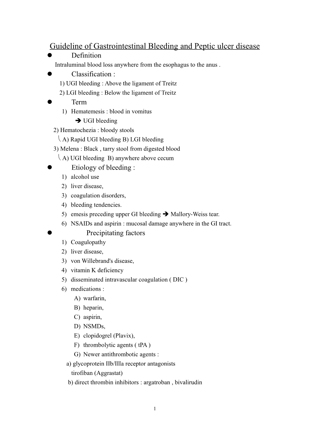 Guideline of Gastrointestinal Bleeding and Peptic Ulcer Disease