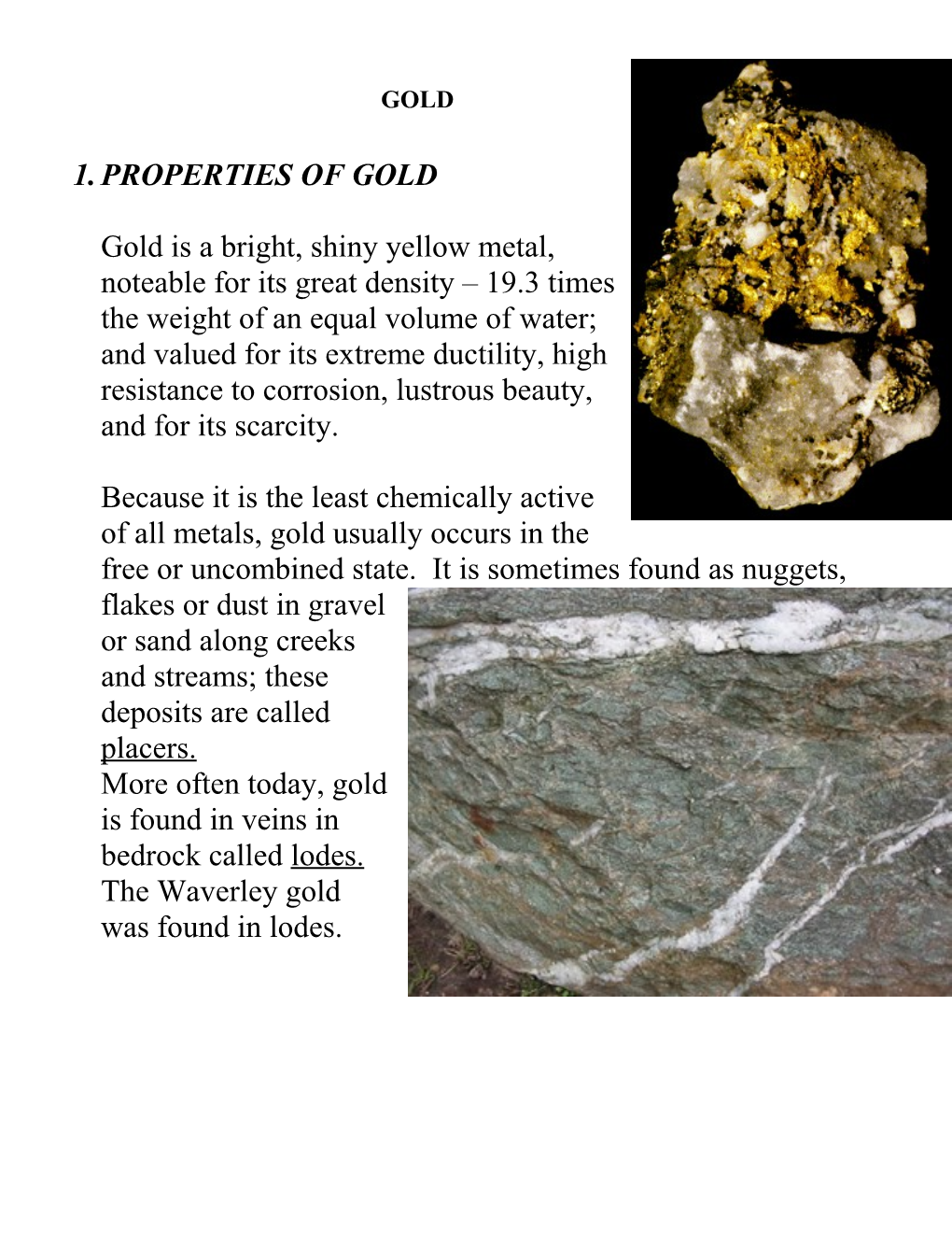 1. Properties of Gold