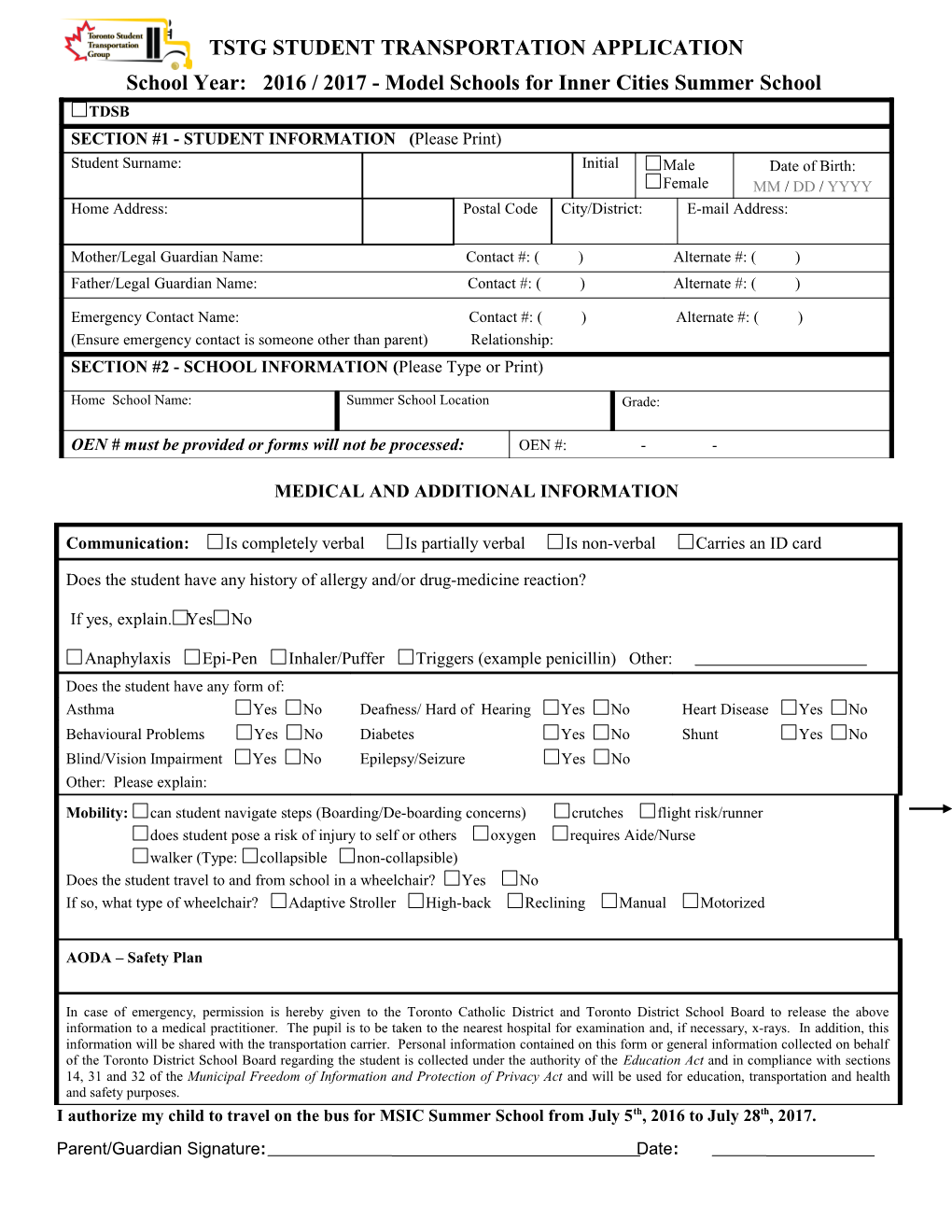 Student Transportation Application