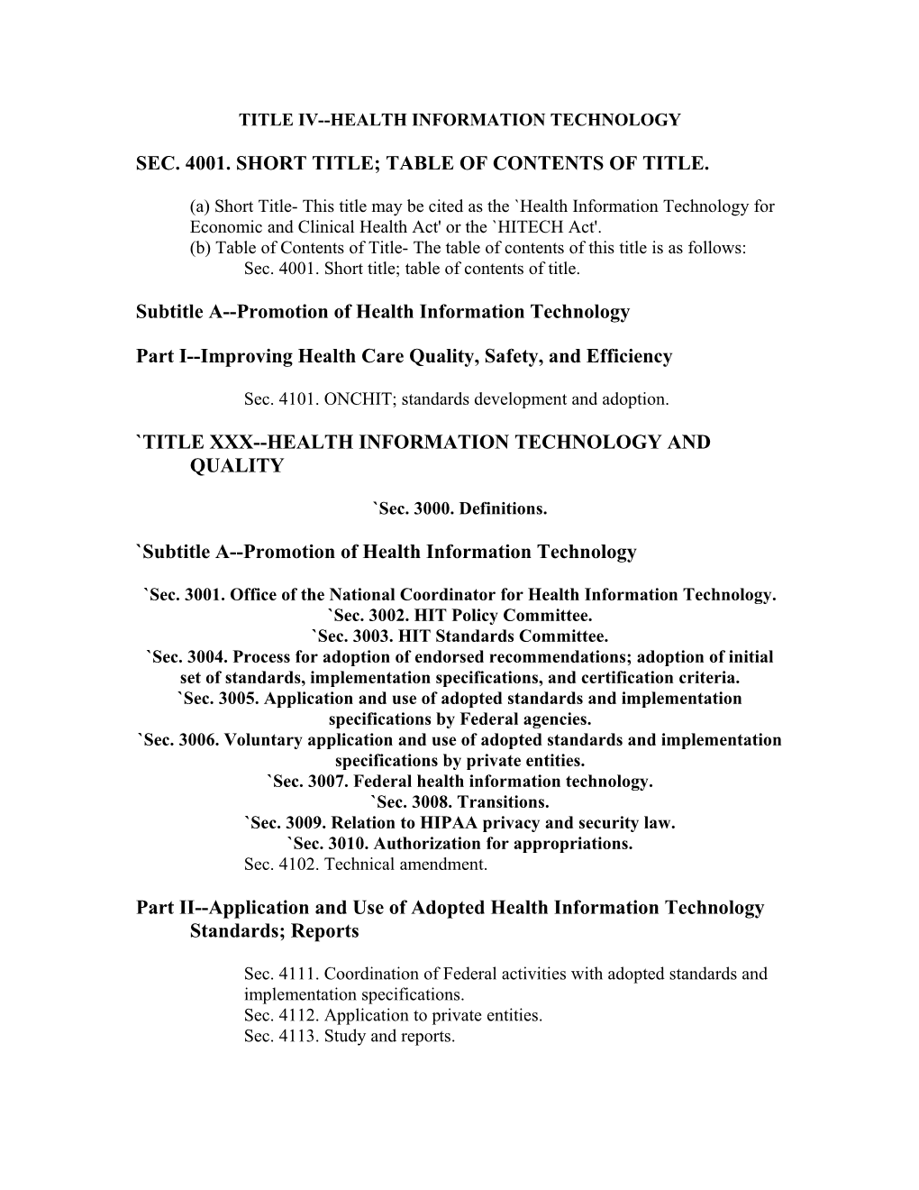 Title Iv Health Information Technology