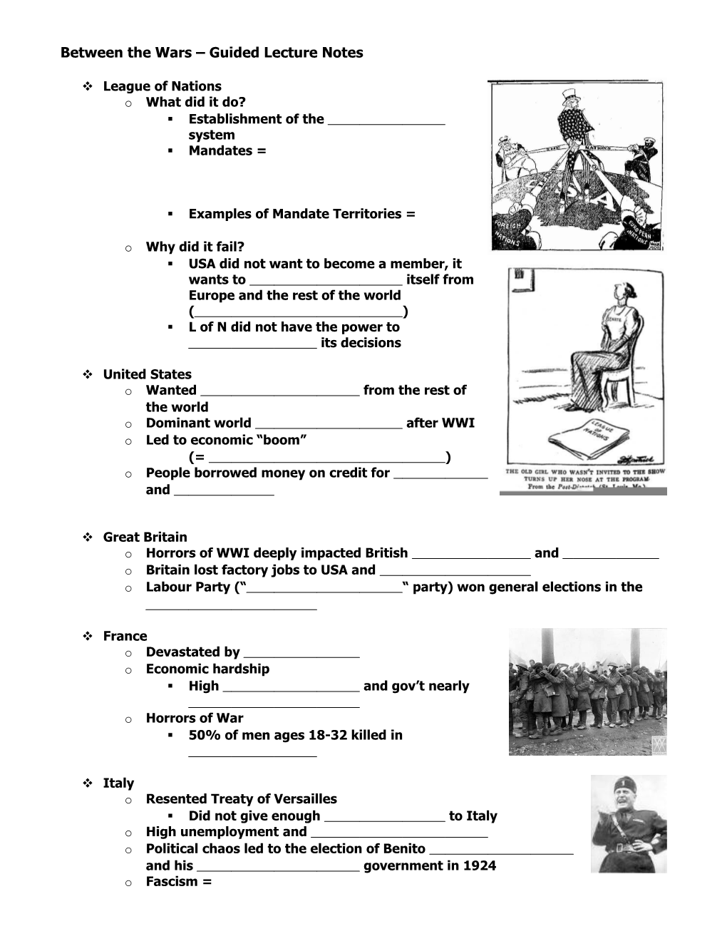 Between the Wars Guided Lecture Notes