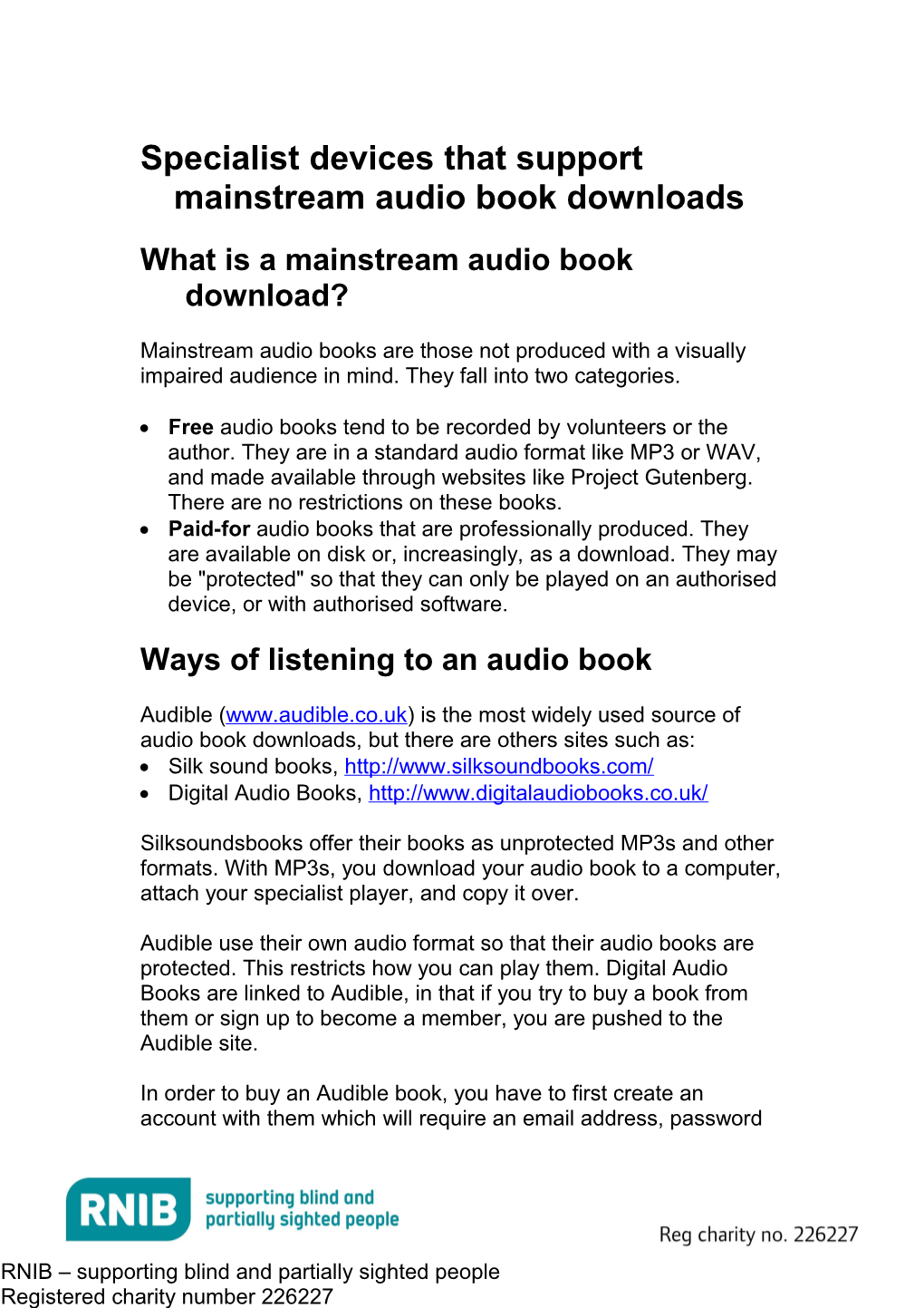 Audiobooks on Specialist Devices