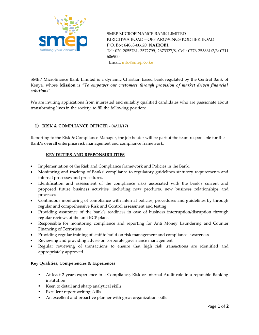 Smep Microfinance Bank Limited