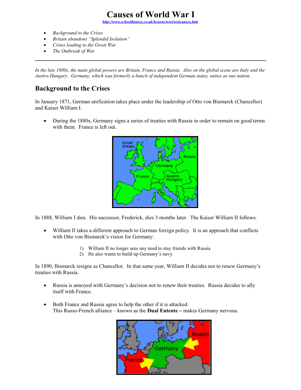 Causes of World War I s1