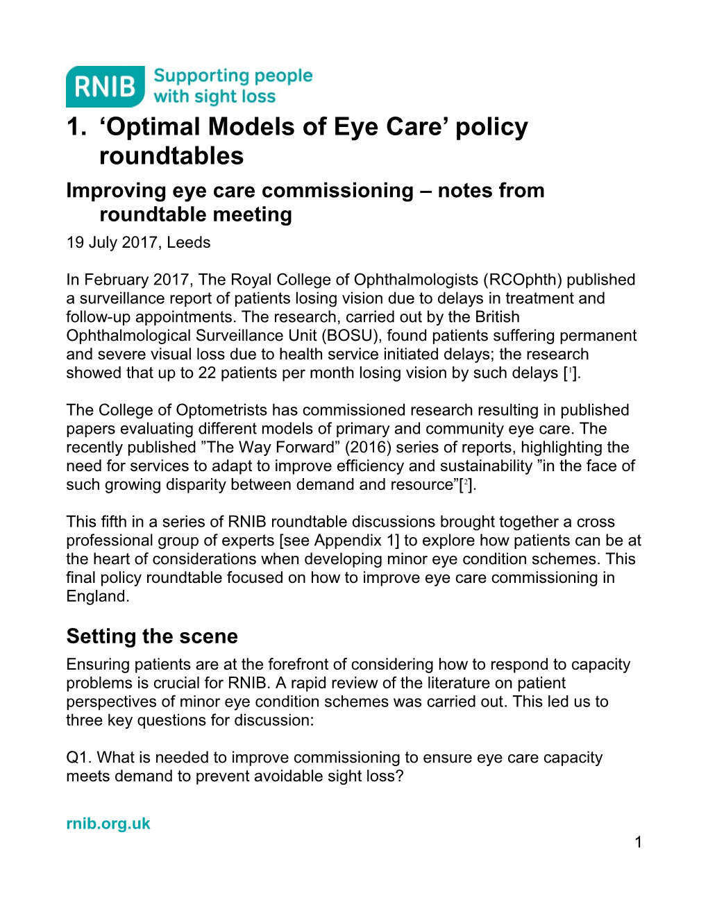 Optimal Models of Eye Care Policy Roundtables