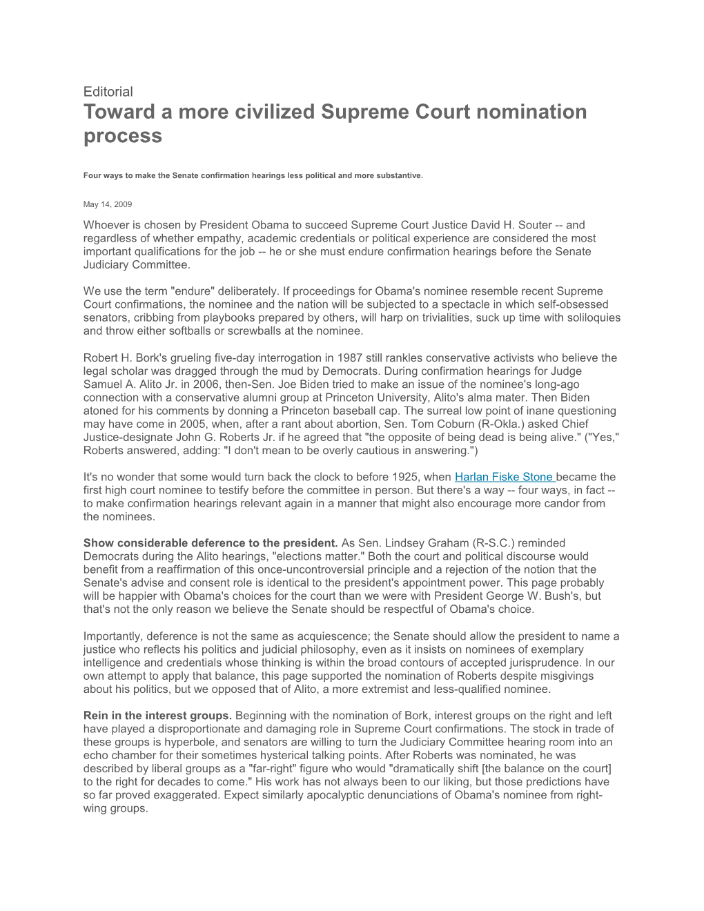 Toward a More Civilized Supreme Court Nomination Process