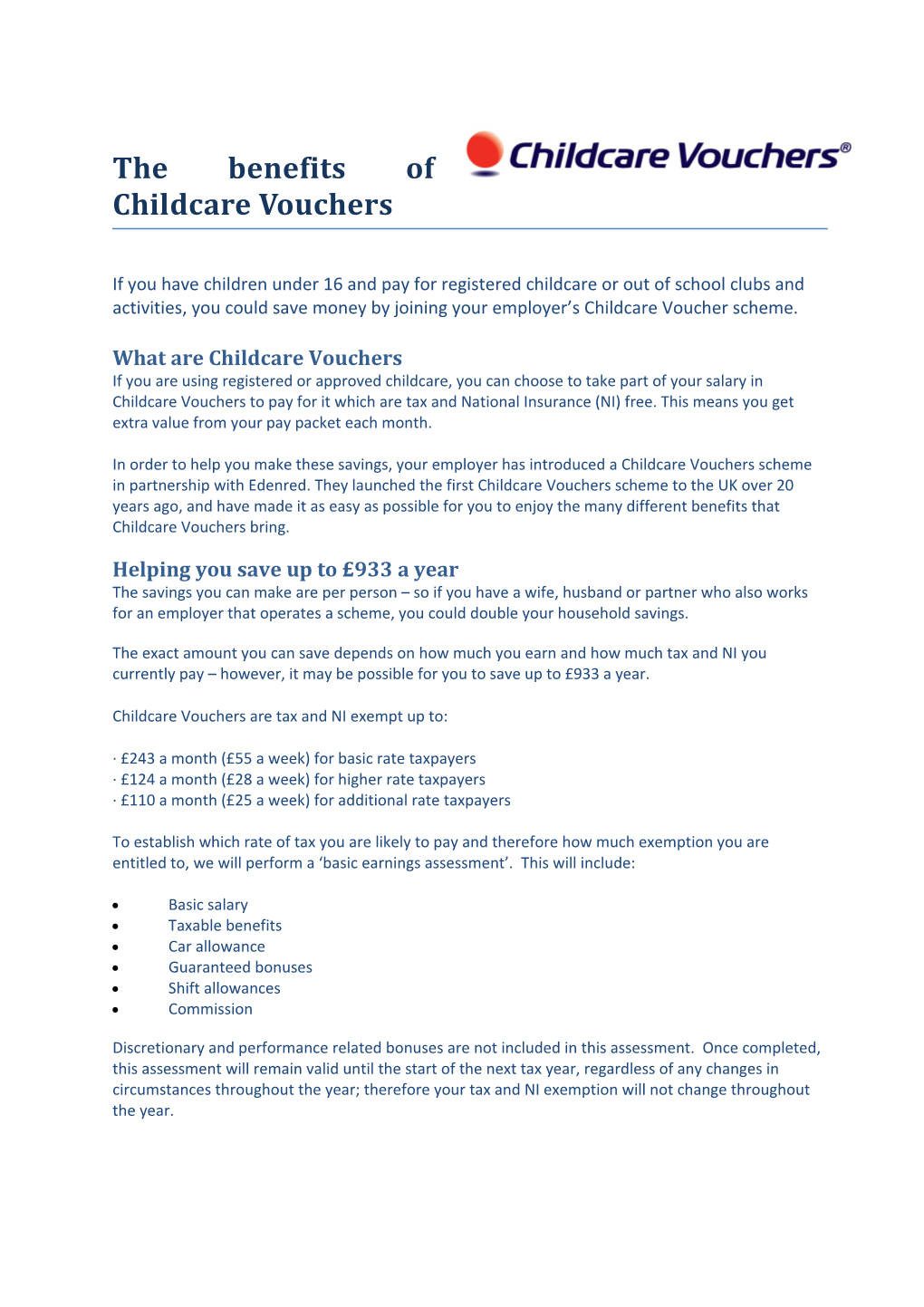 The Benefits of Childcare Vouchers