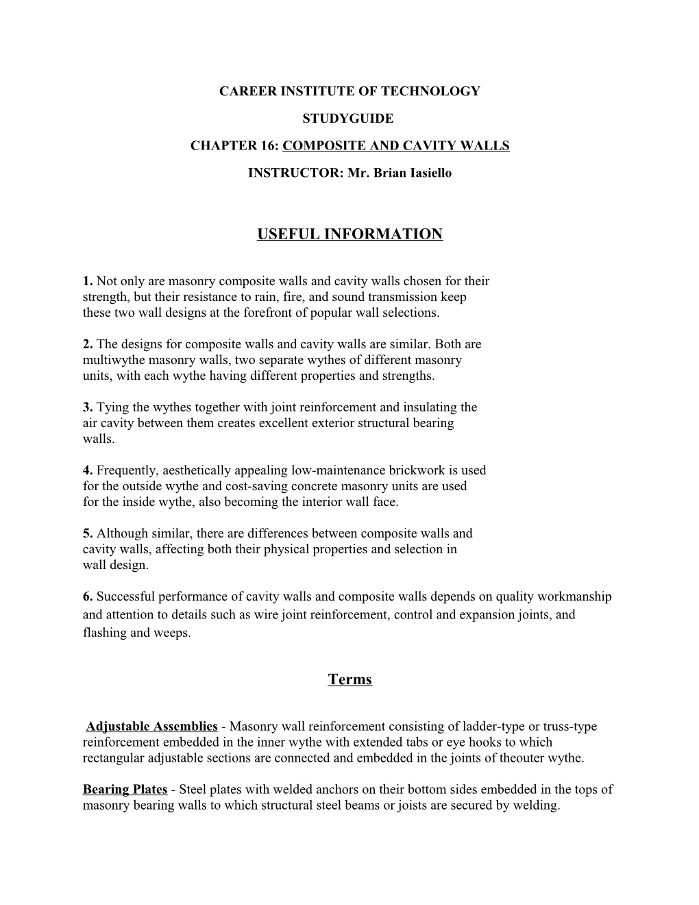 Chapter 16: Composite and Cavity Walls