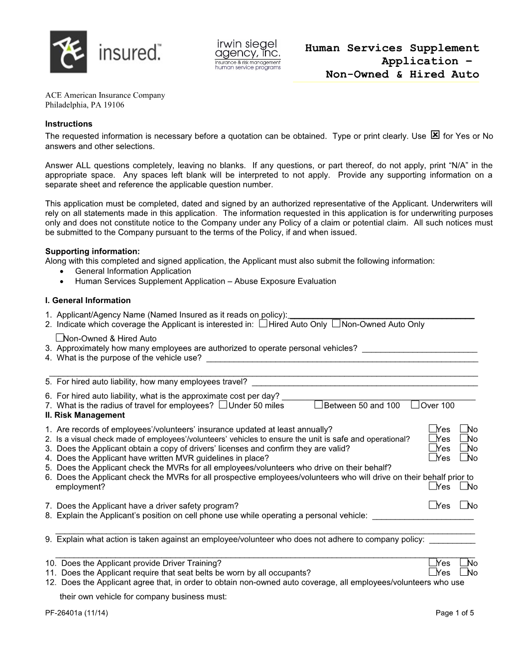 Pf26401a Human Services Supplement Application -Nonowned Auto-Warrants