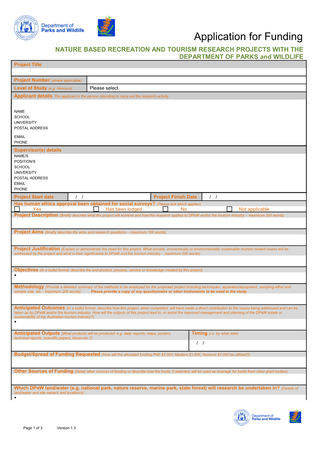 Application for Project Funding s16