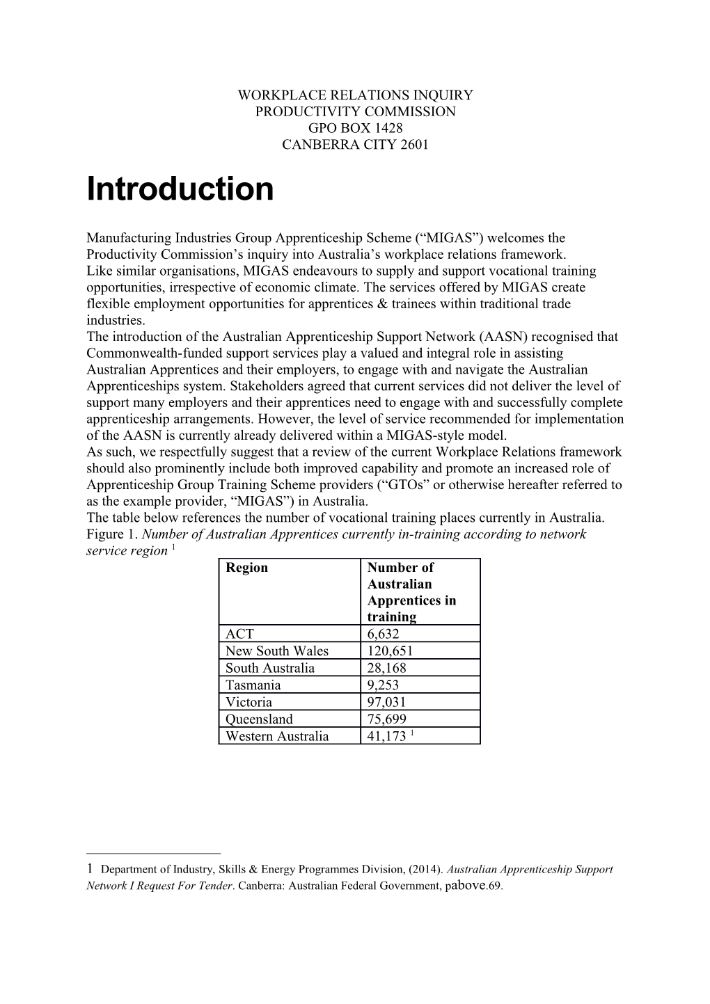 Submission 30 - Manufacturing Industries Group Apprenticeship Scheme (MIGAS) - Workplace Relations Framework - Public Inquiry