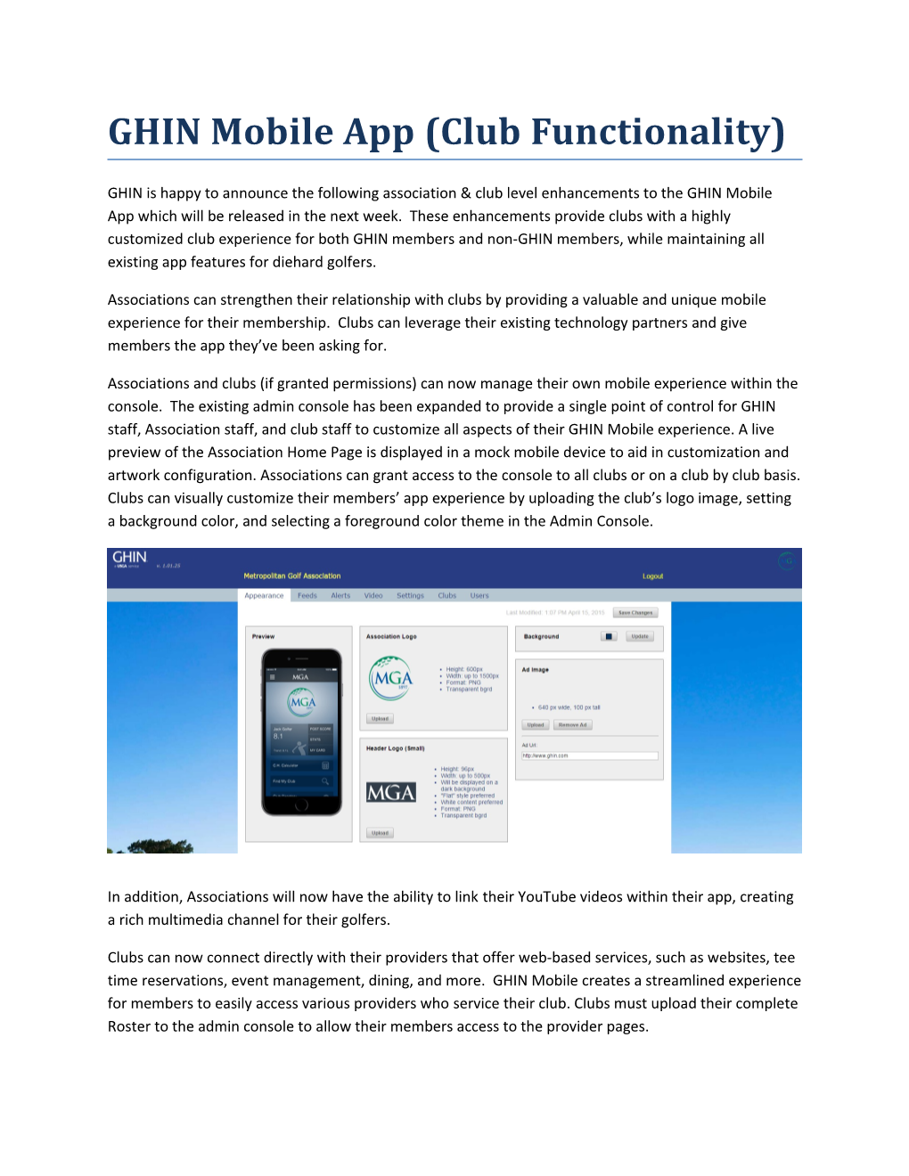 GHIN Mobile App (Club Functionality)