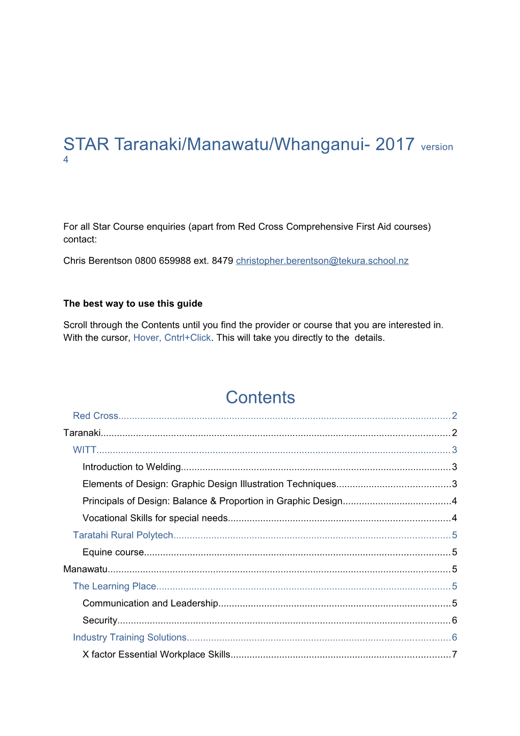 STAR Taranaki/Manawatu/Whanganui- 2017 Version 4