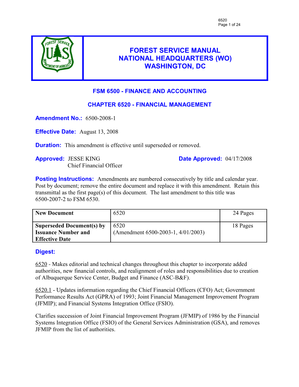 Fsm 6500 - Finance and Accounting