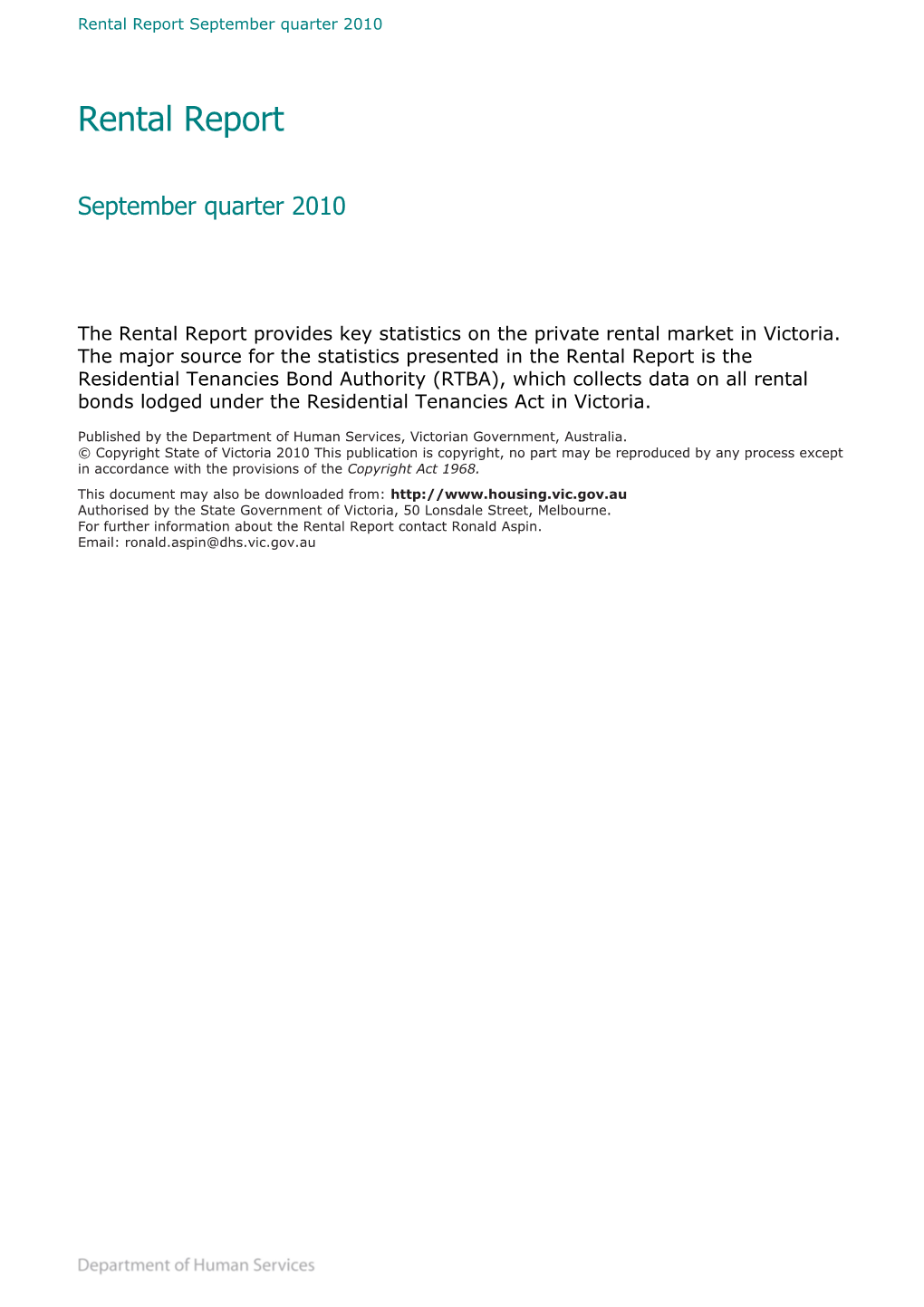 Rental Report September Quarter 2010 (Word Size 1.63 MB, Pages 28)