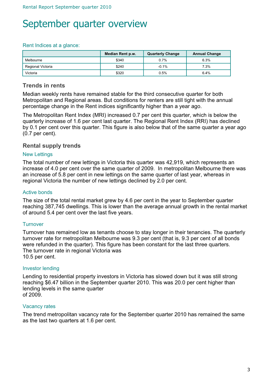 Rental Report September Quarter 2010 (Word Size 1.63 MB, Pages 28)