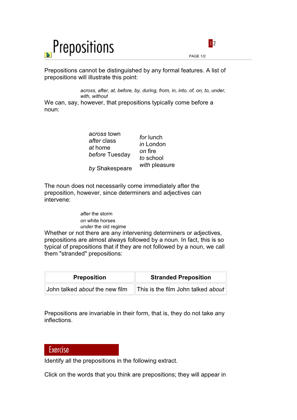 Complex Prepositions