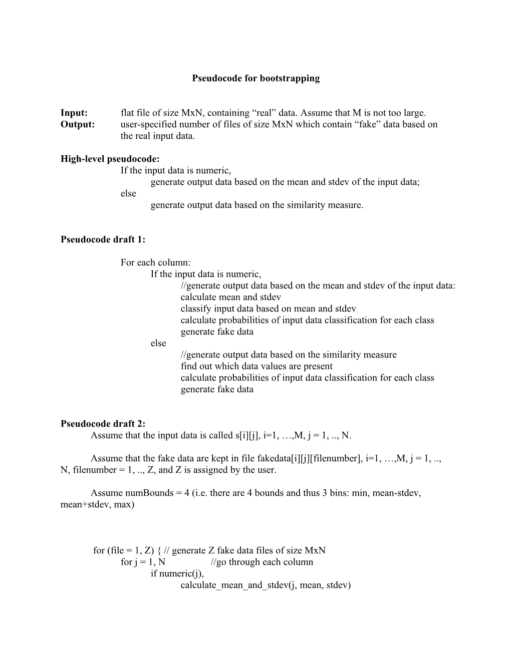 Pseudocode for Bootstrapping