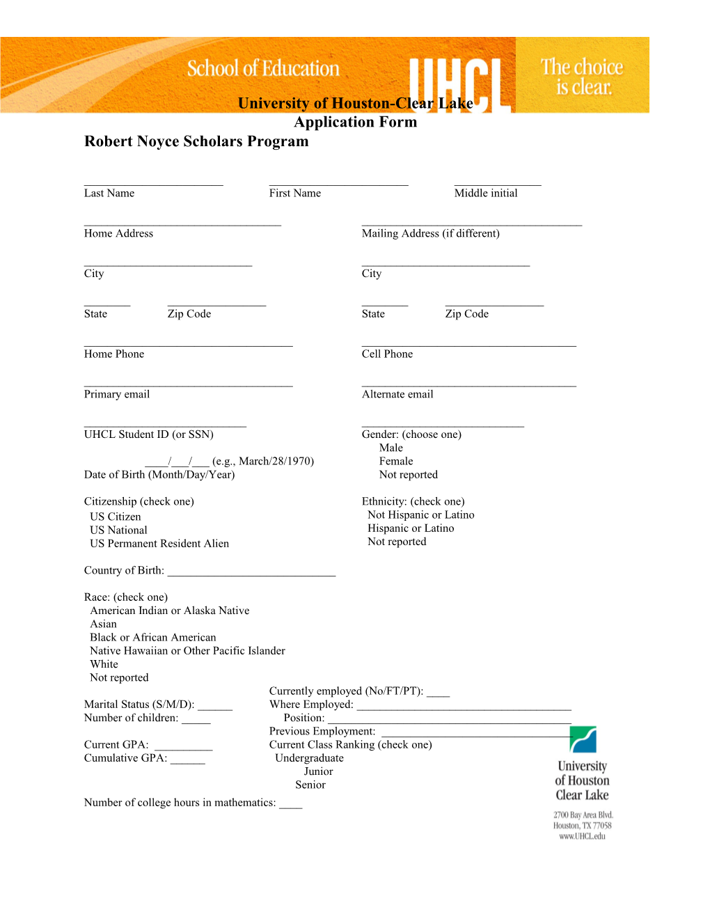 2005-2006 UNT Robert Noyce Scholarship Program