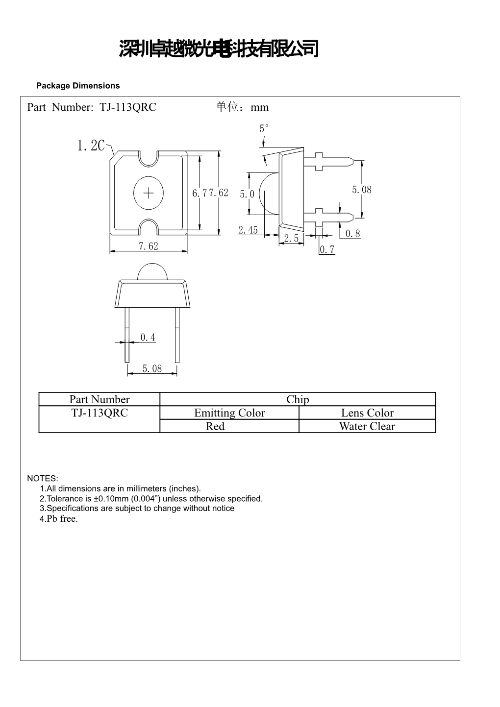 Package Dimensions