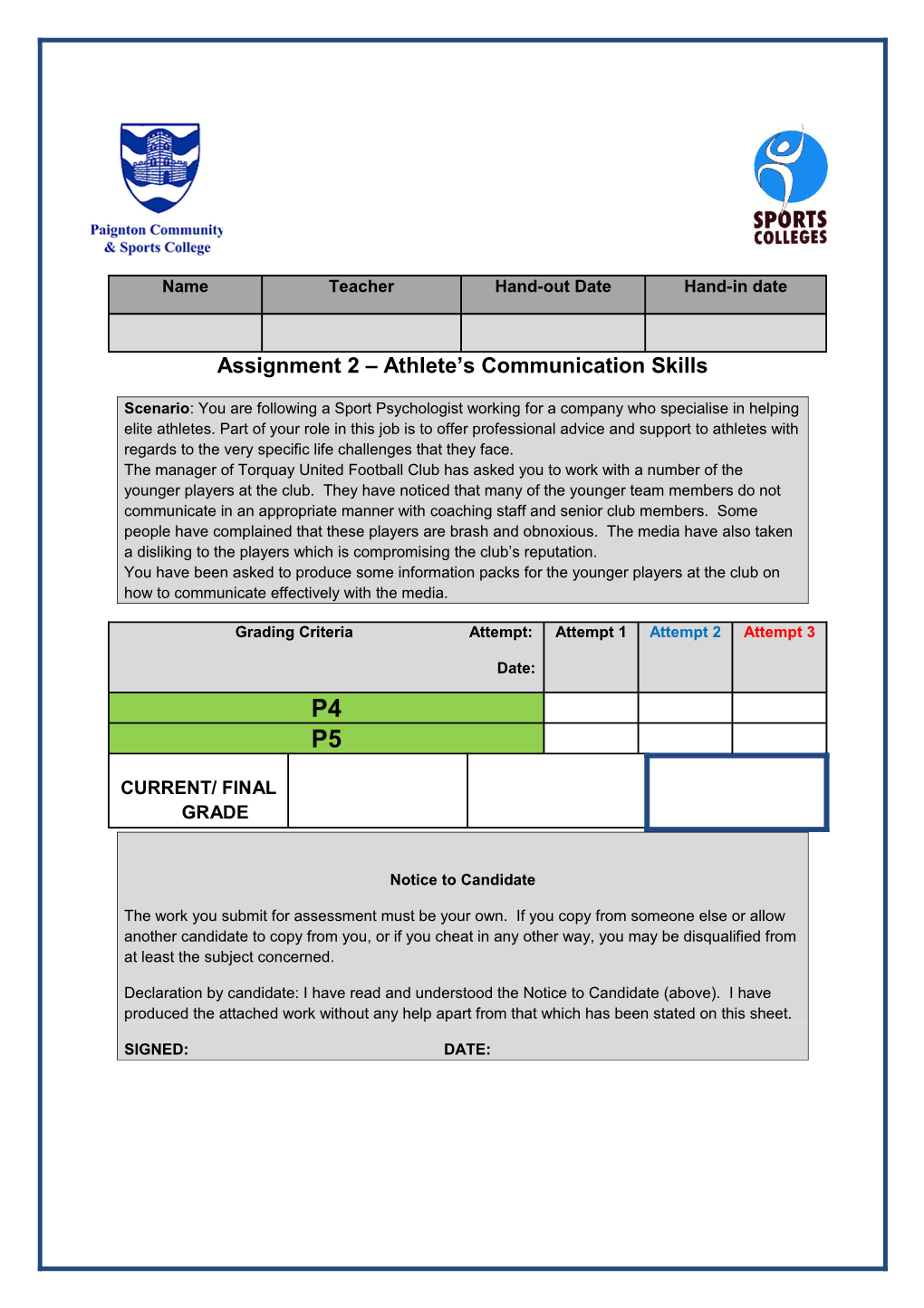 Assignment 2 Athlete S Communication Skills