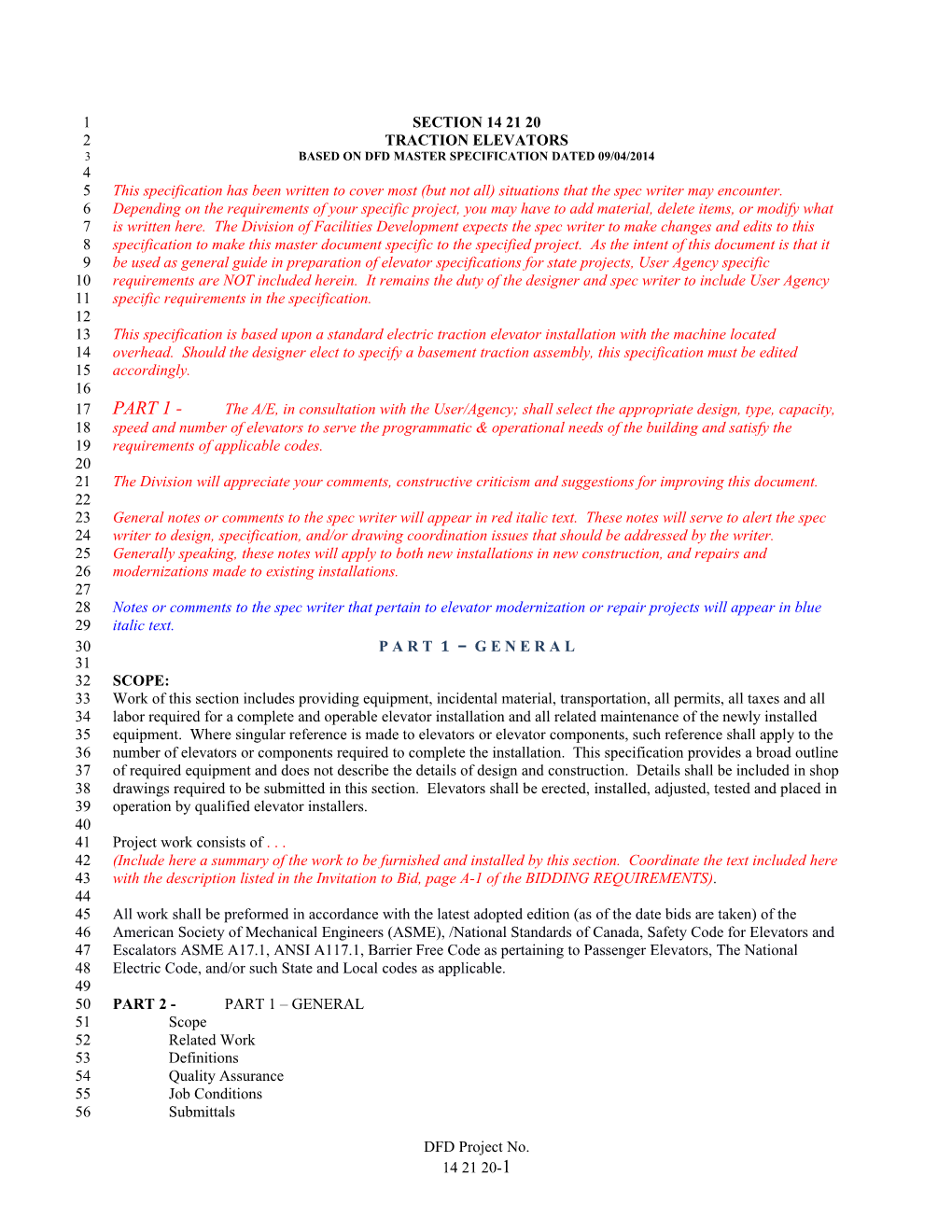 Based on Dfd Master Specification Dated 09/04/2014 s1