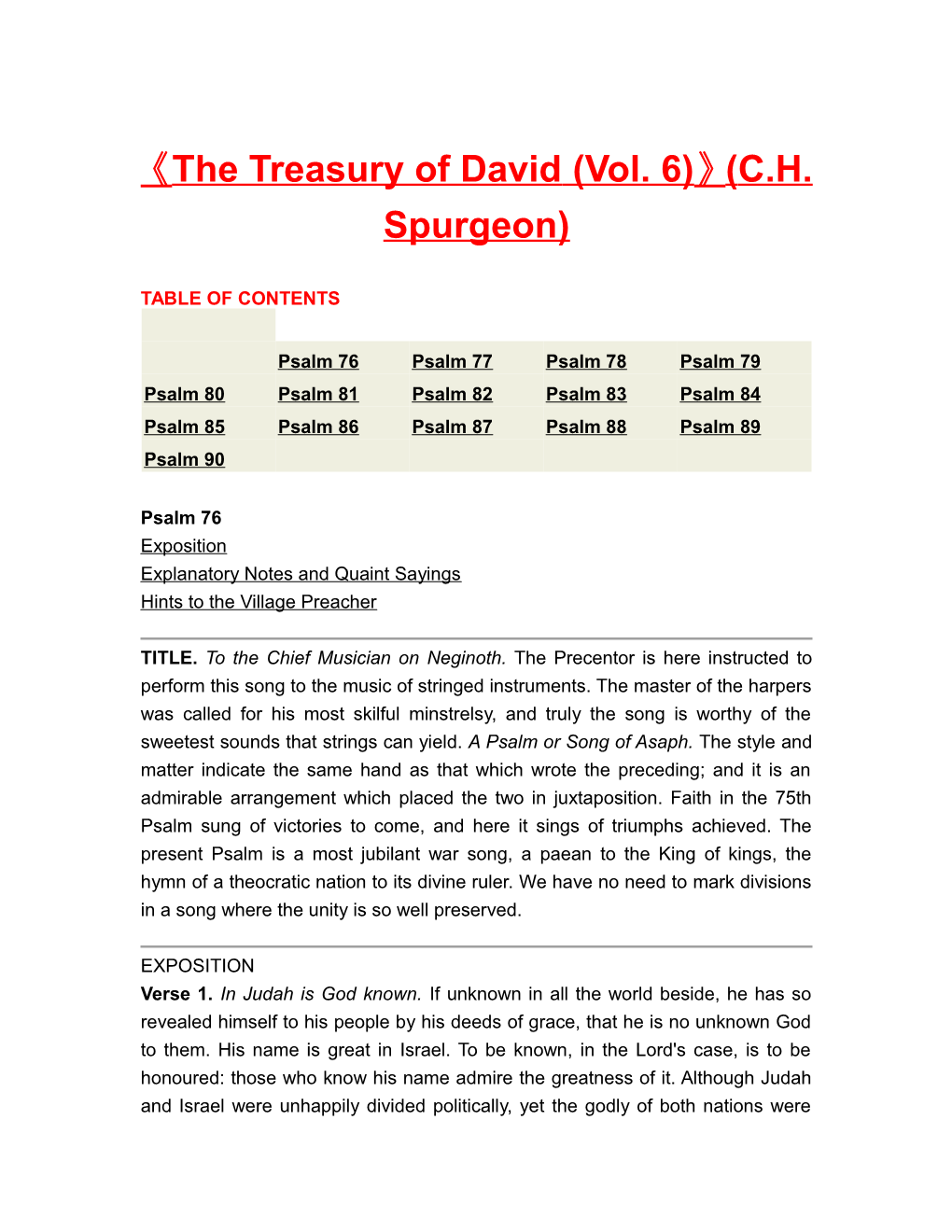 The Treasury of David (Vol. 6) (C.H. Spurgeon)