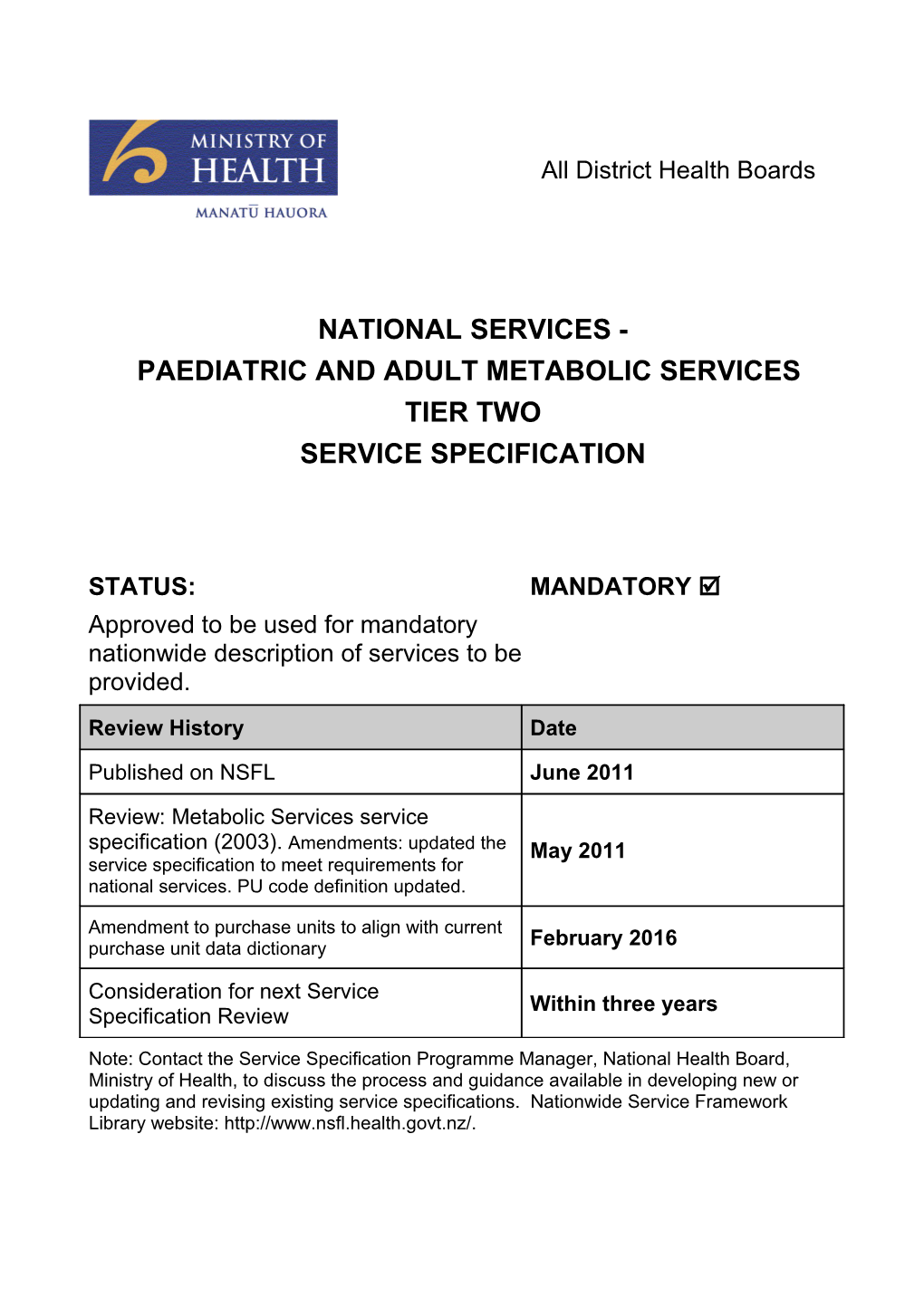 Paediatric and Adult Metabolic Services