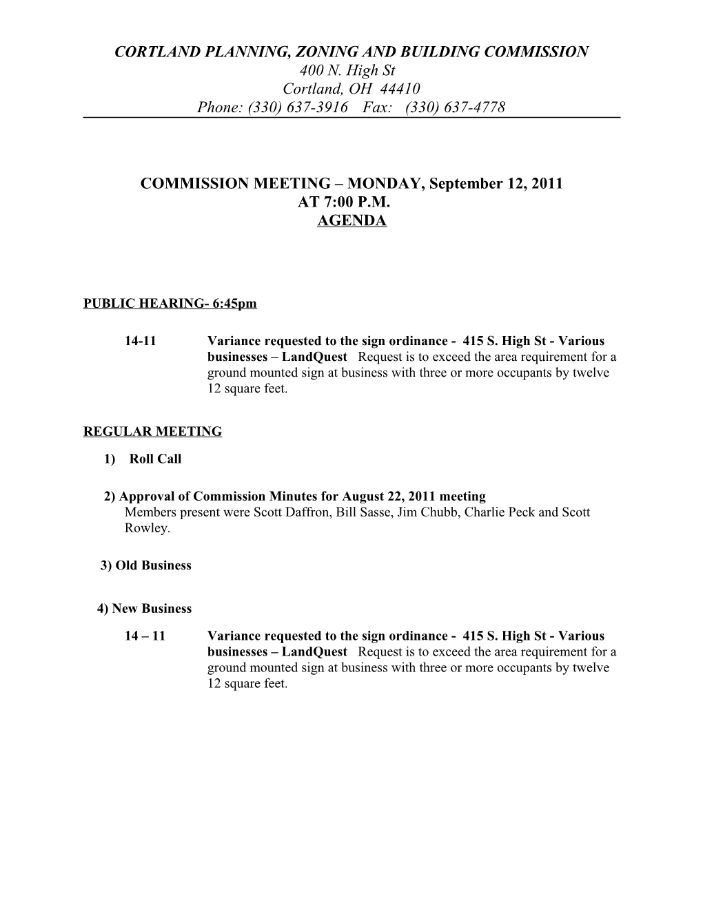 Cortland Planning, Zoning and Building Commission