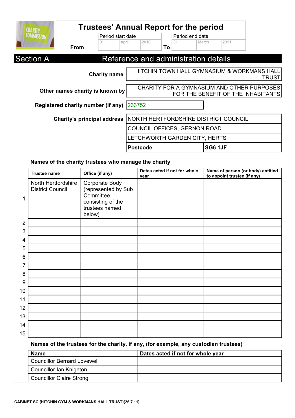 Section a Reference and Administration Details s1