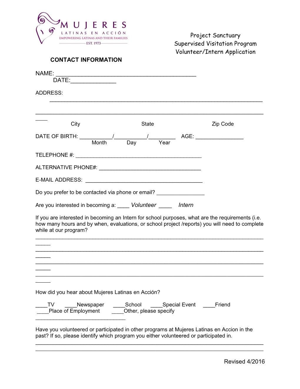 Domestic Violence Crisis Line Volunteer Application