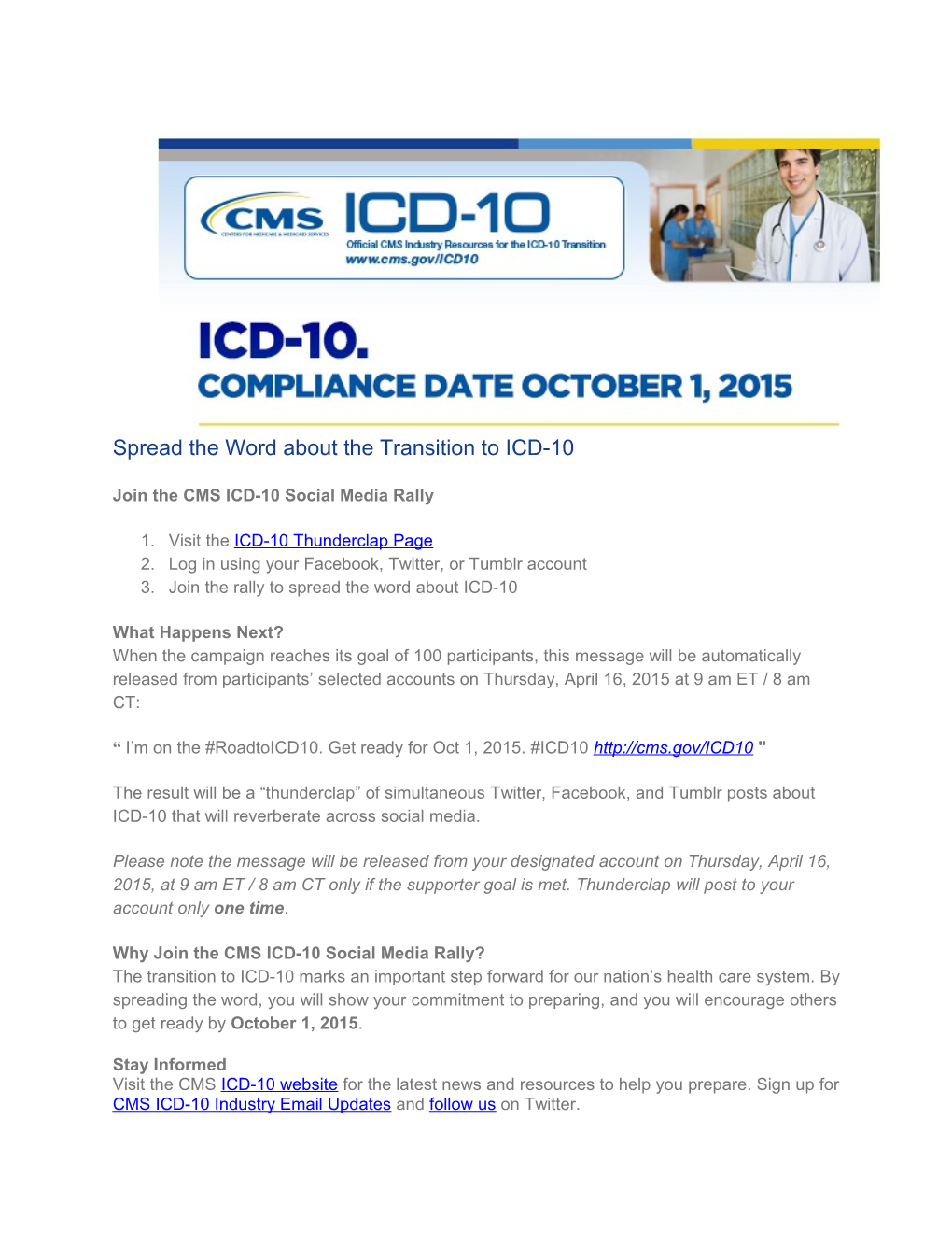 Spread the Word About the Transition to ICD-10