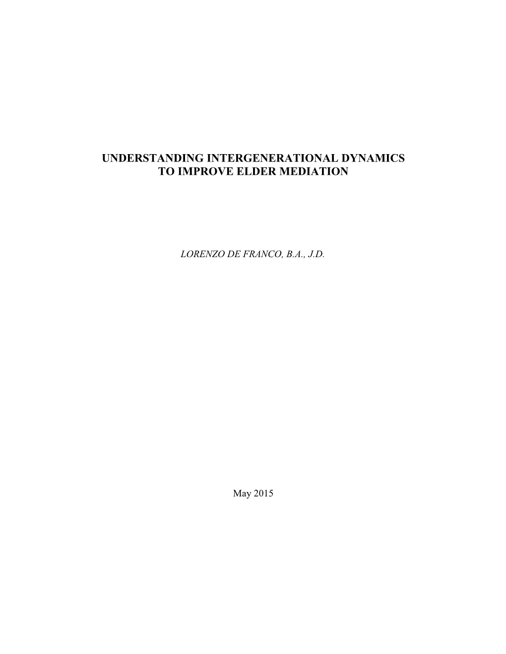 Understanding Intergenerational Dynamics to Improve Elder Mediation