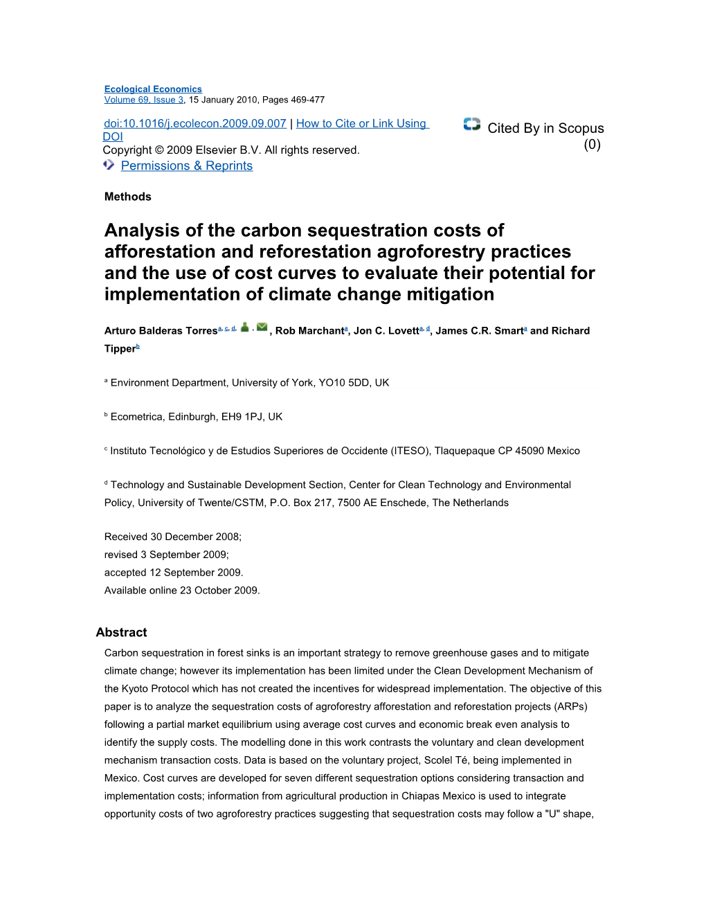 Ecological Economics Volume 69, Issue 3, 15 January 2010, Pages 469-477