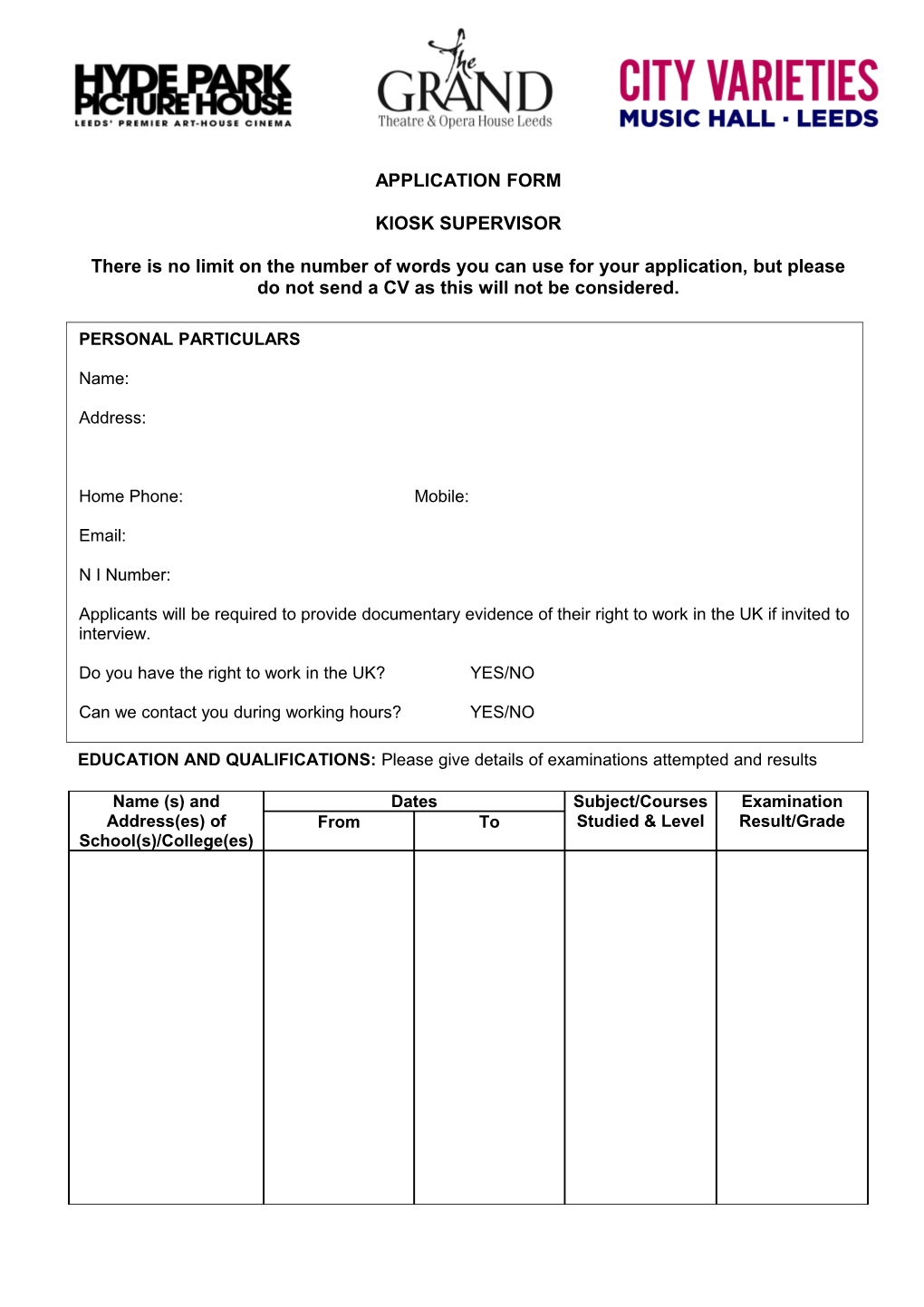 Application Form s70