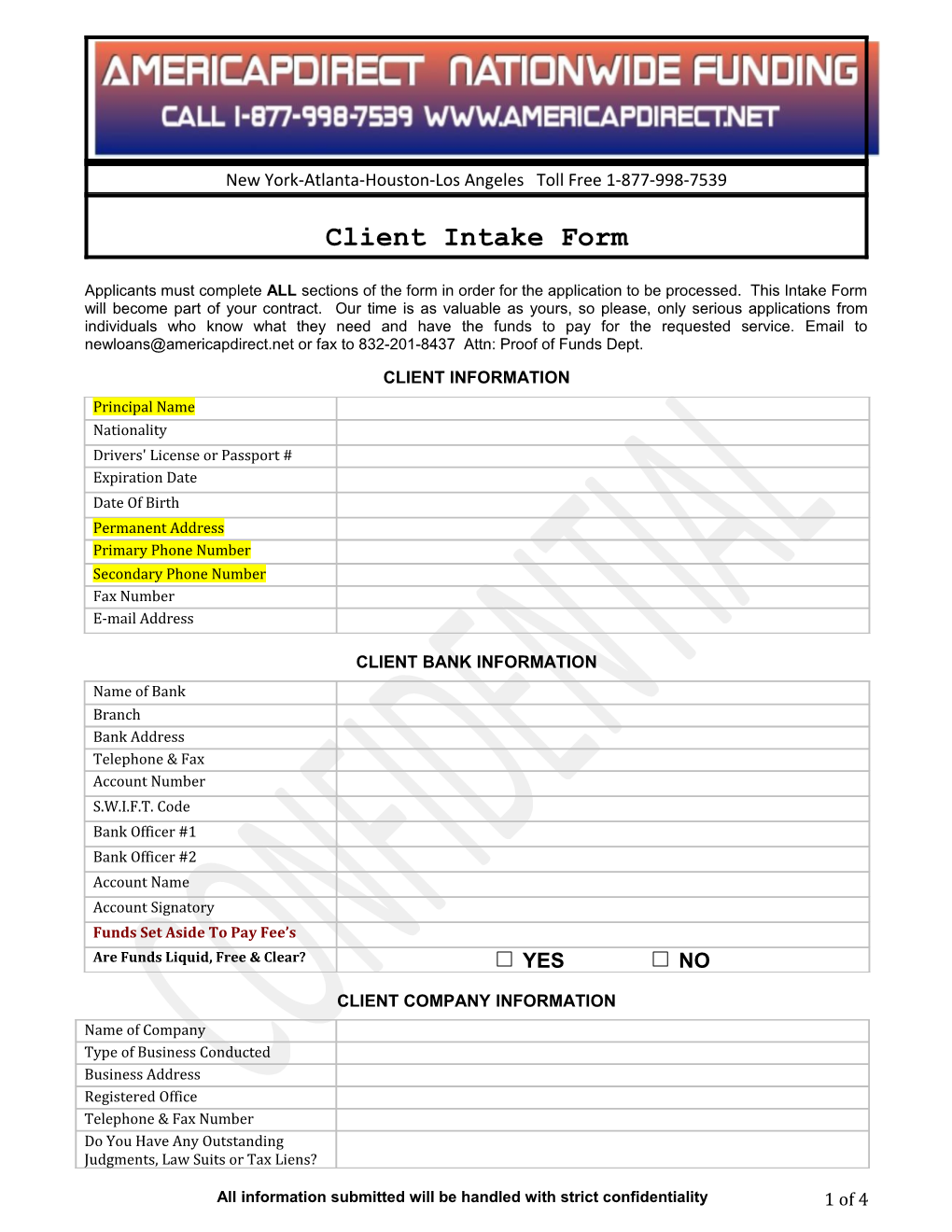 Applicants Must Complete ALL Sections of the Form in Order for the Application to Be Processed