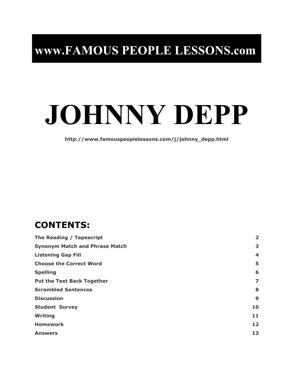 Famous People Lessons - Johnny Depp