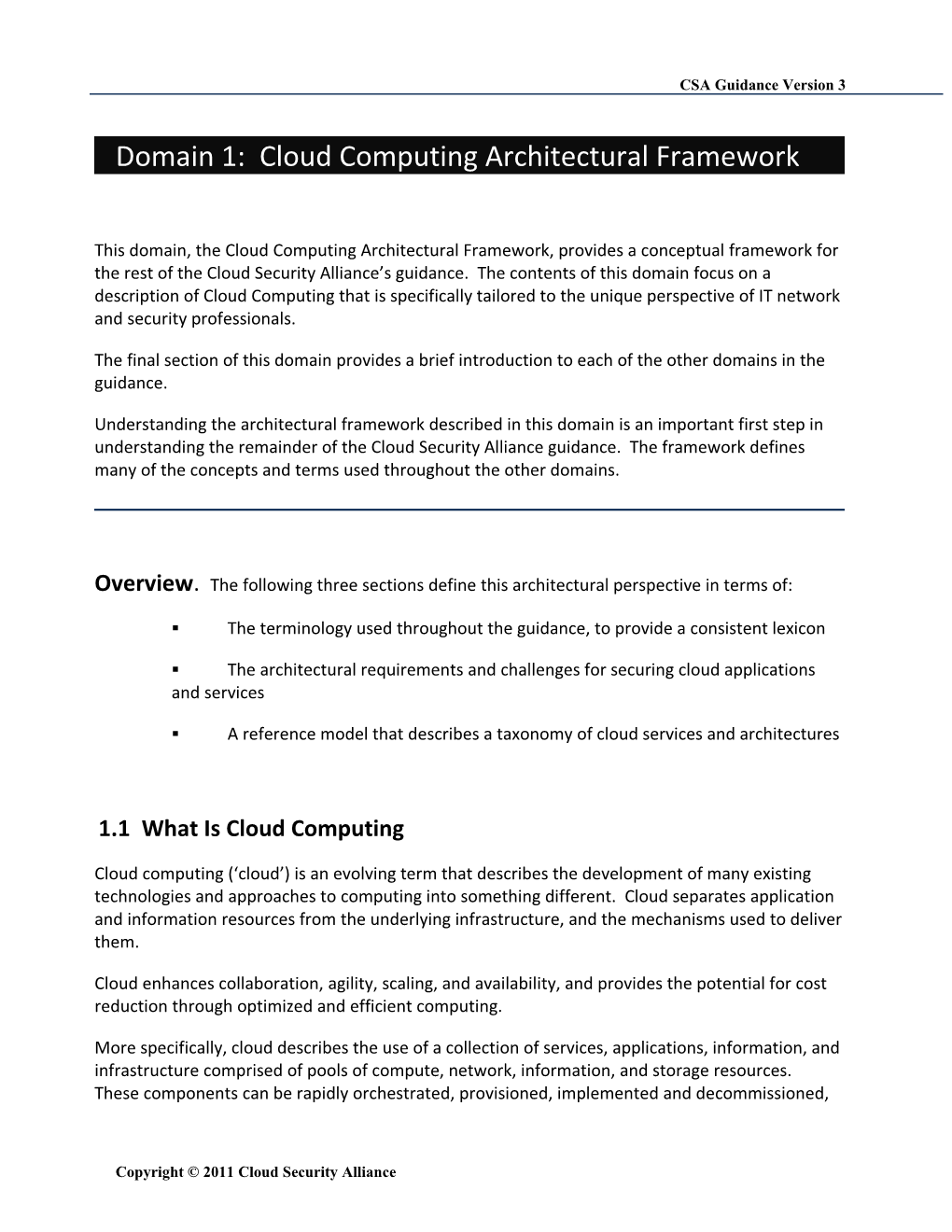Domain 1: Cloud Computing Architectural Framework