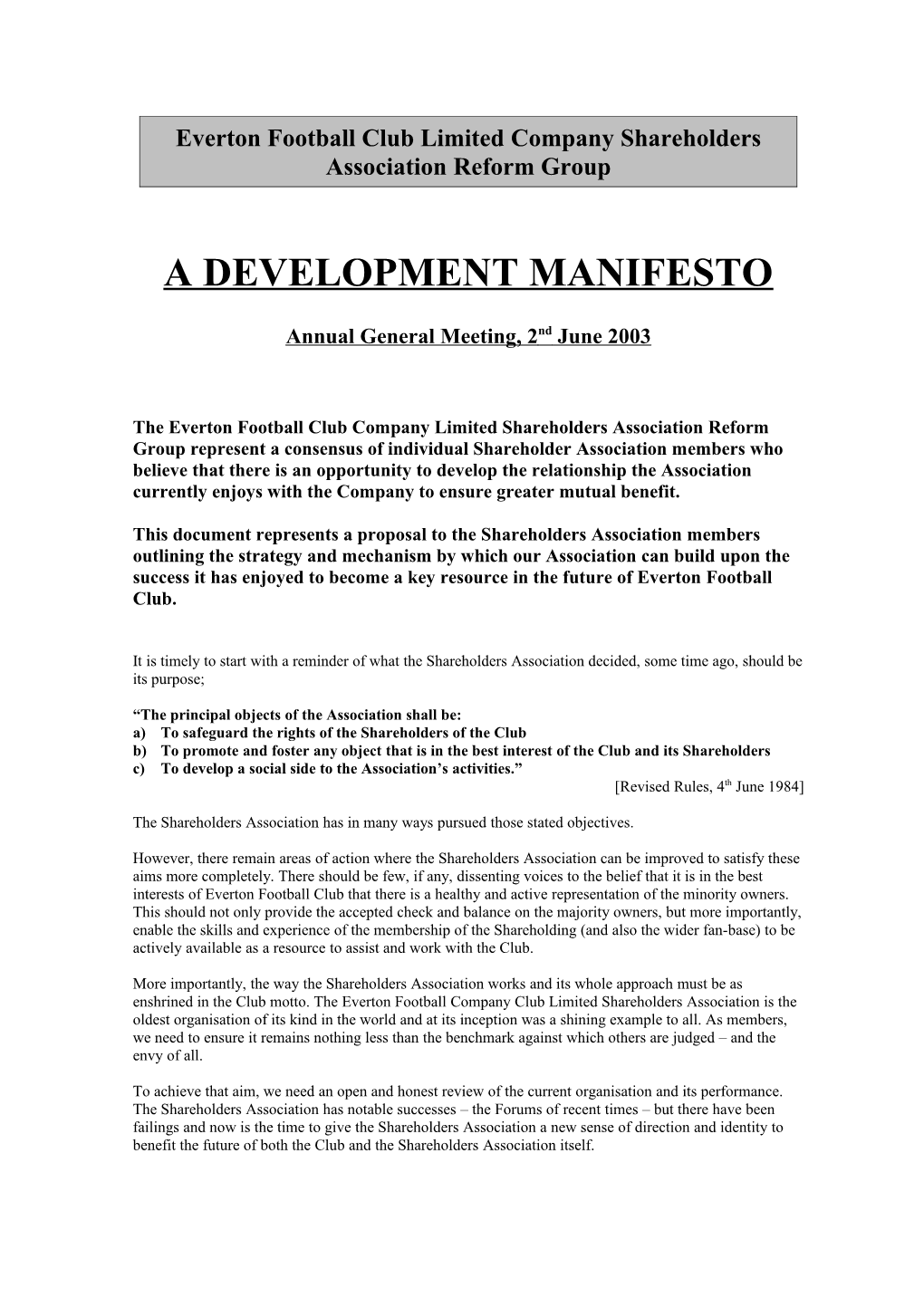 A Development Manifesto