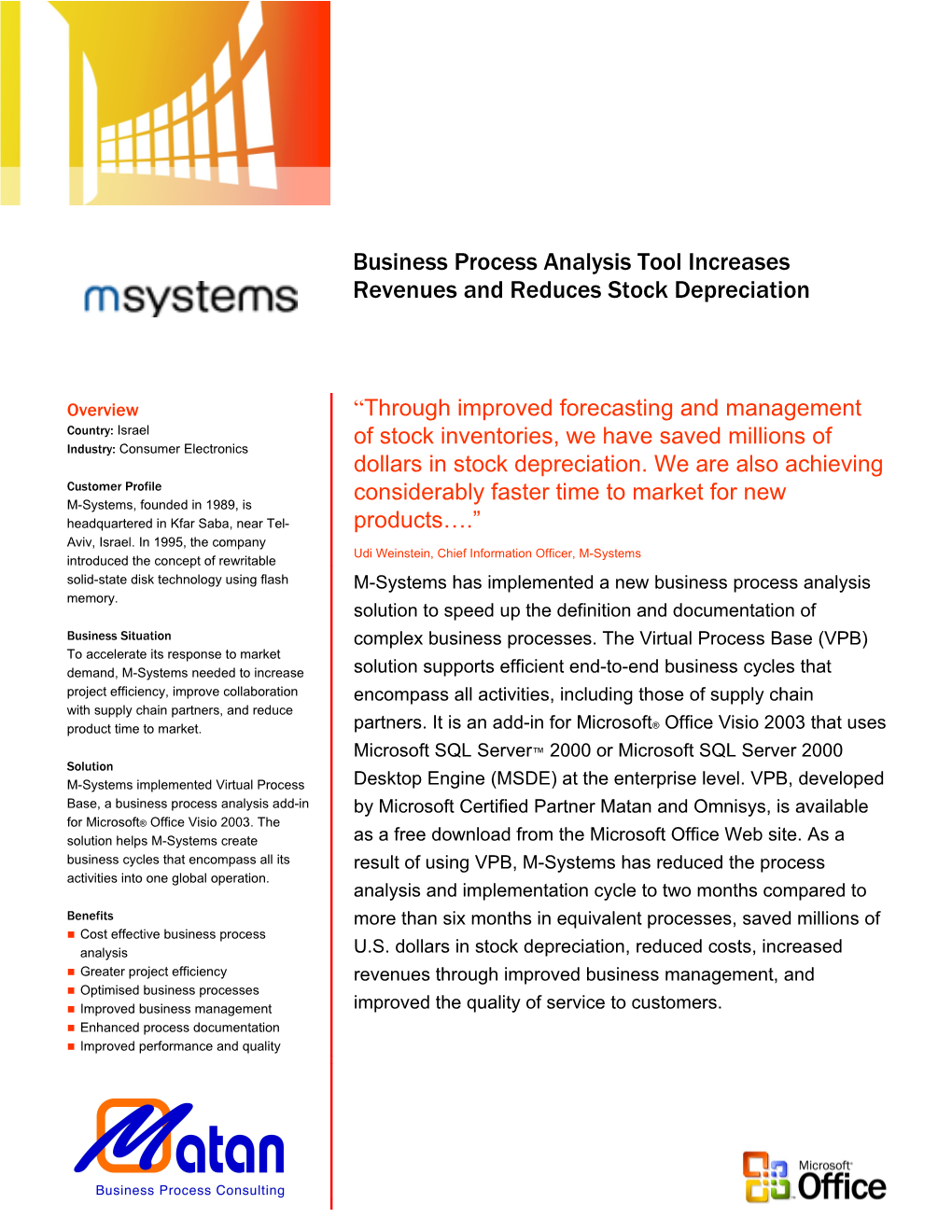 Business Process Analysis Tool Increases Revenues and Reduces Stock Depreciation