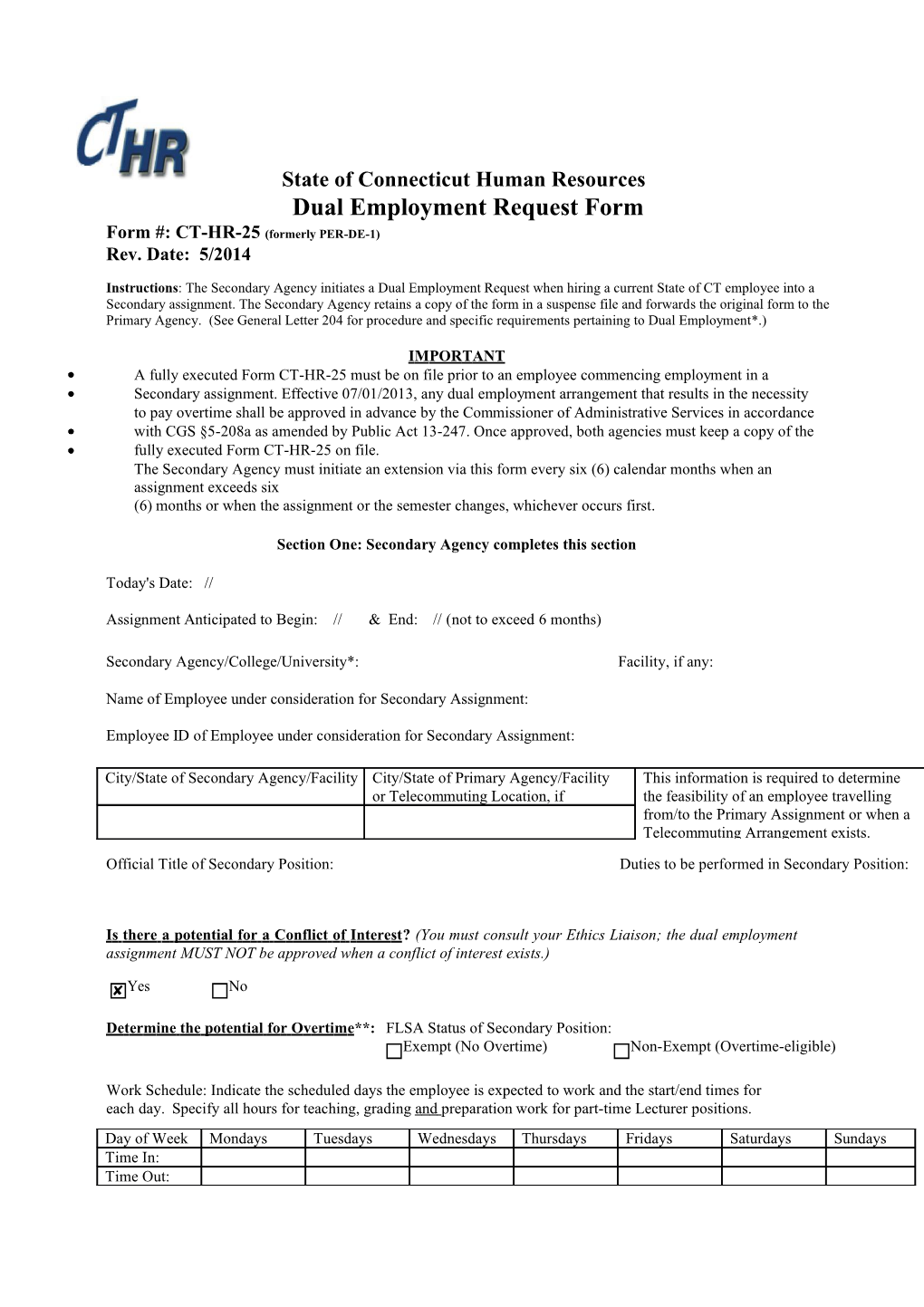 Dual Employment Request