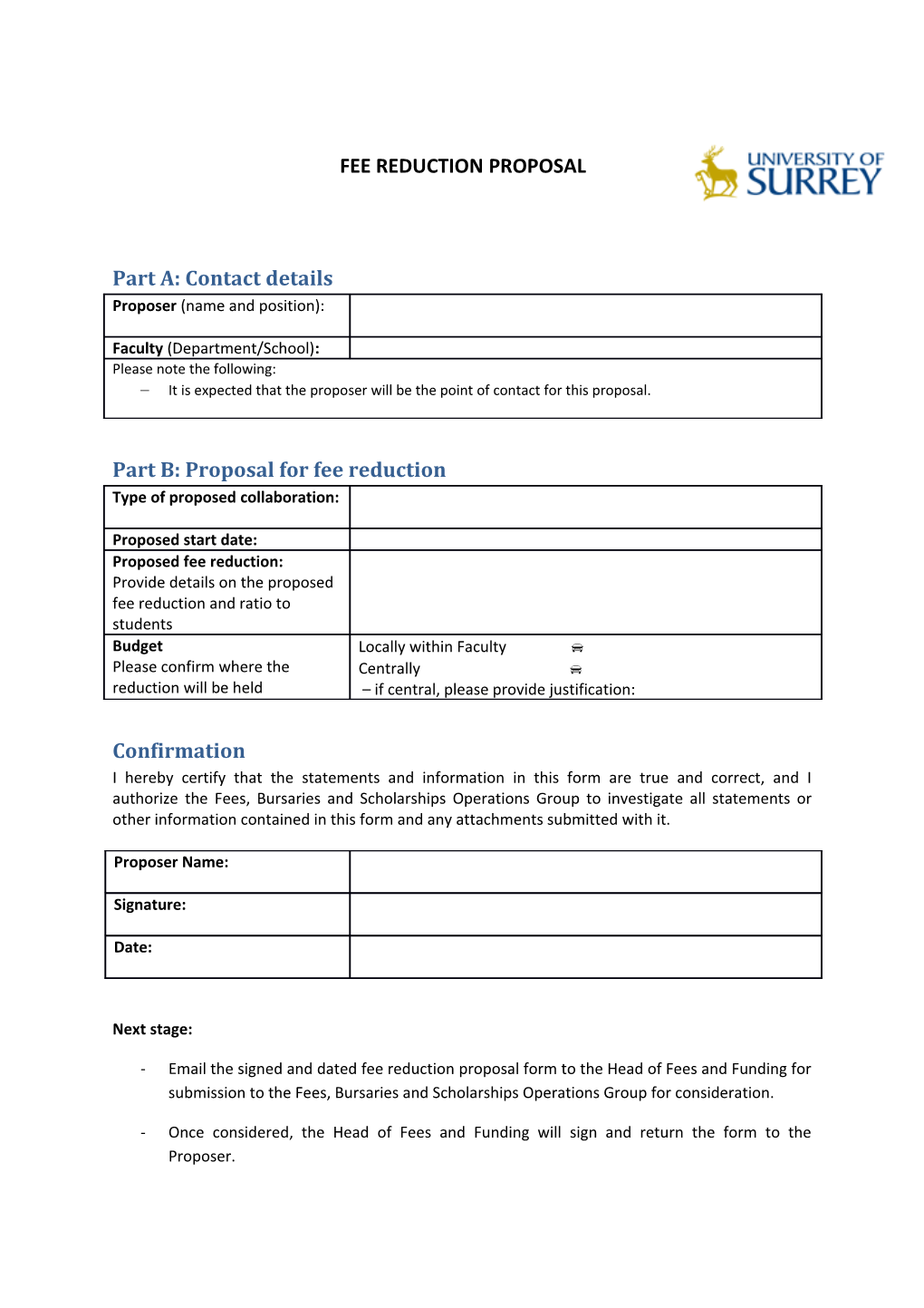 Fee Reduction Proposal