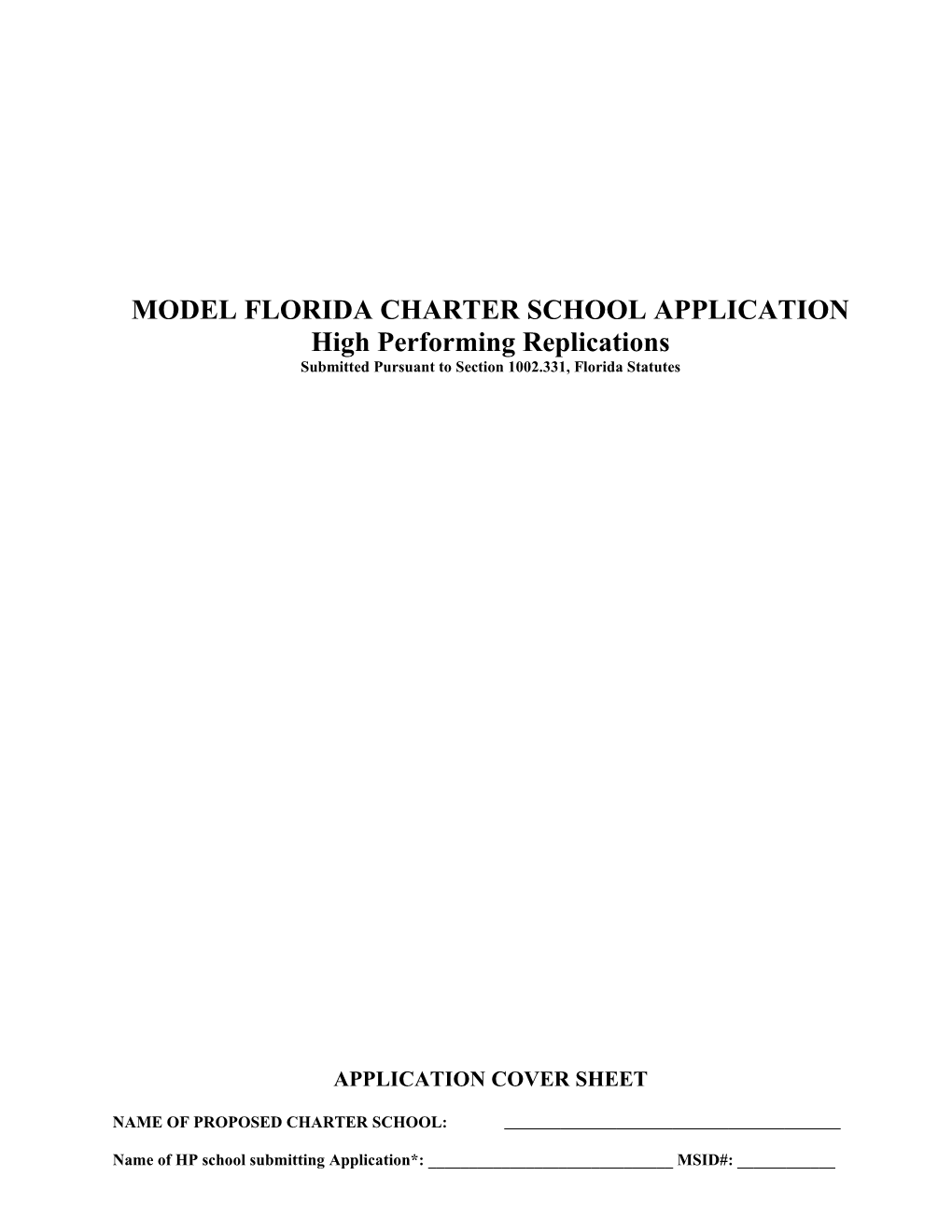 Florida Charter School Application Draft