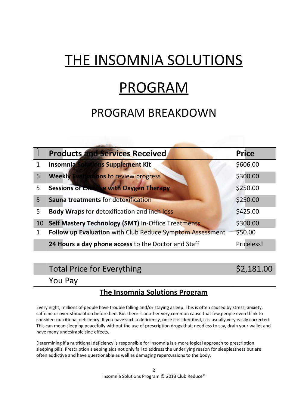Insomnia Solutions Program