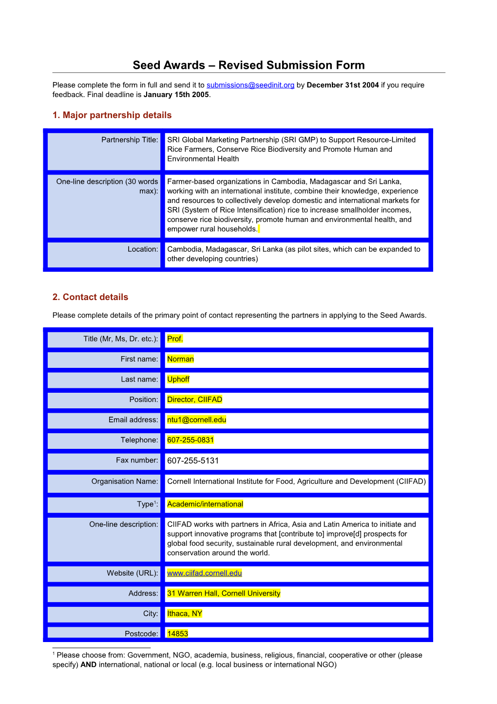 Seed Awards Application Form